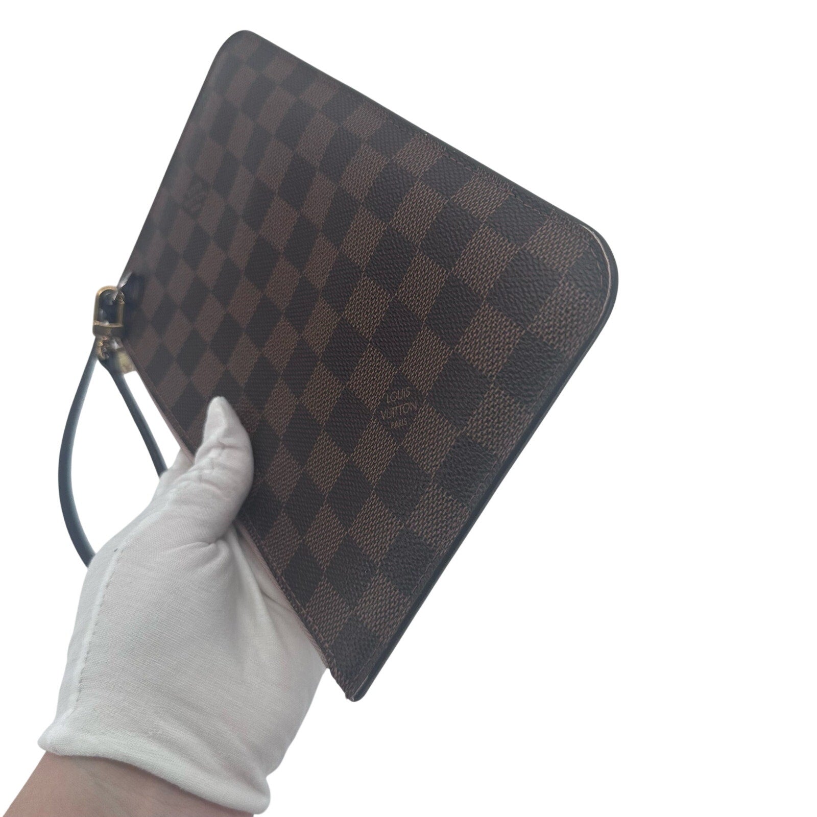 Louis Vuitton LV Damier Ebene Neverfull GM Pouch Clutch Rose Ballerine