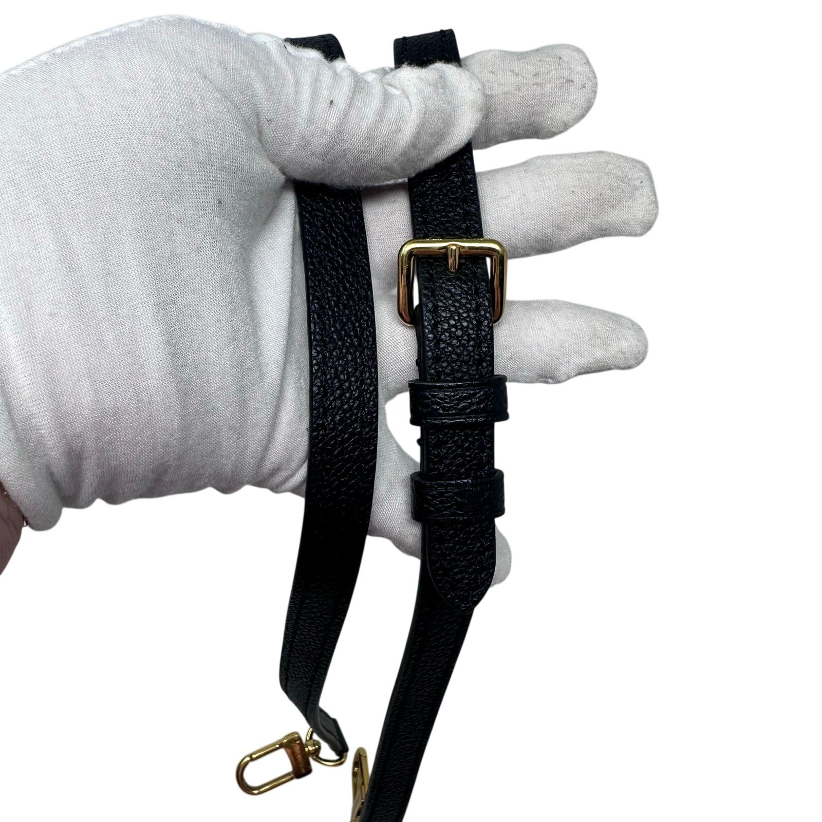 Louis Vuitton LV Empreinte Leather Bicolor Giant Monogram On The Go PM Tote Crossbody Bag Black Cream