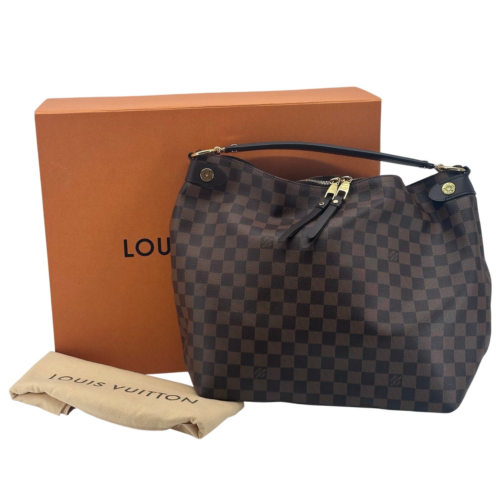 Louis Vuitton LV Damier Ebene Duomo Hobo Shoulder Bag Full Inclusion