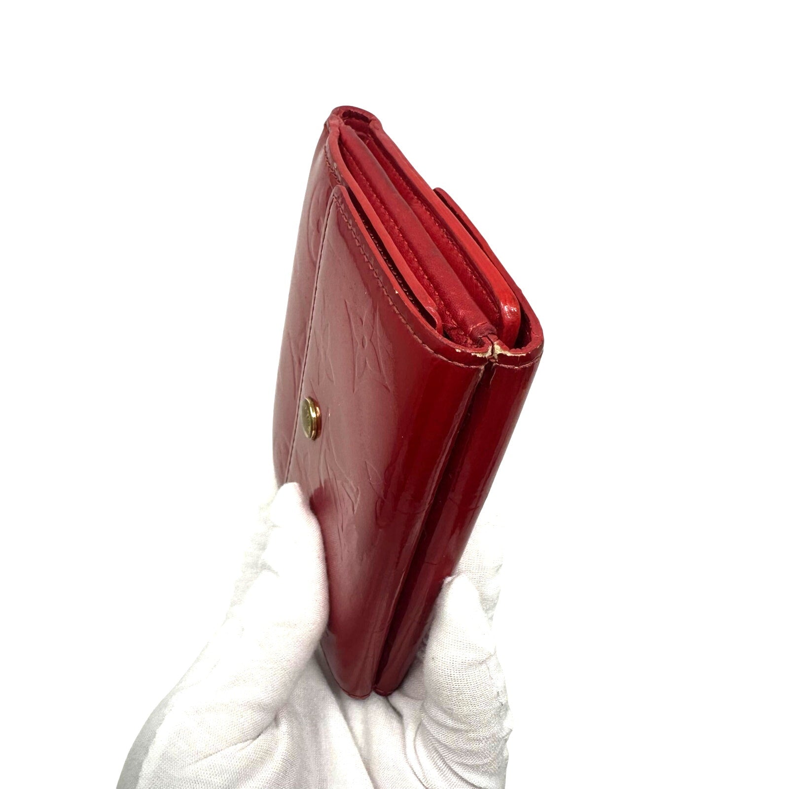 Louis Vuitton LV Vernis Monogram Elise Wallet Red