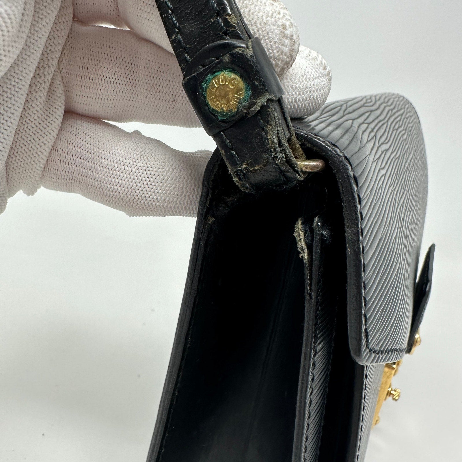 Louis Vuitton LV Epi Leather Pochette Sellier Dragonne Clutch Bag Black