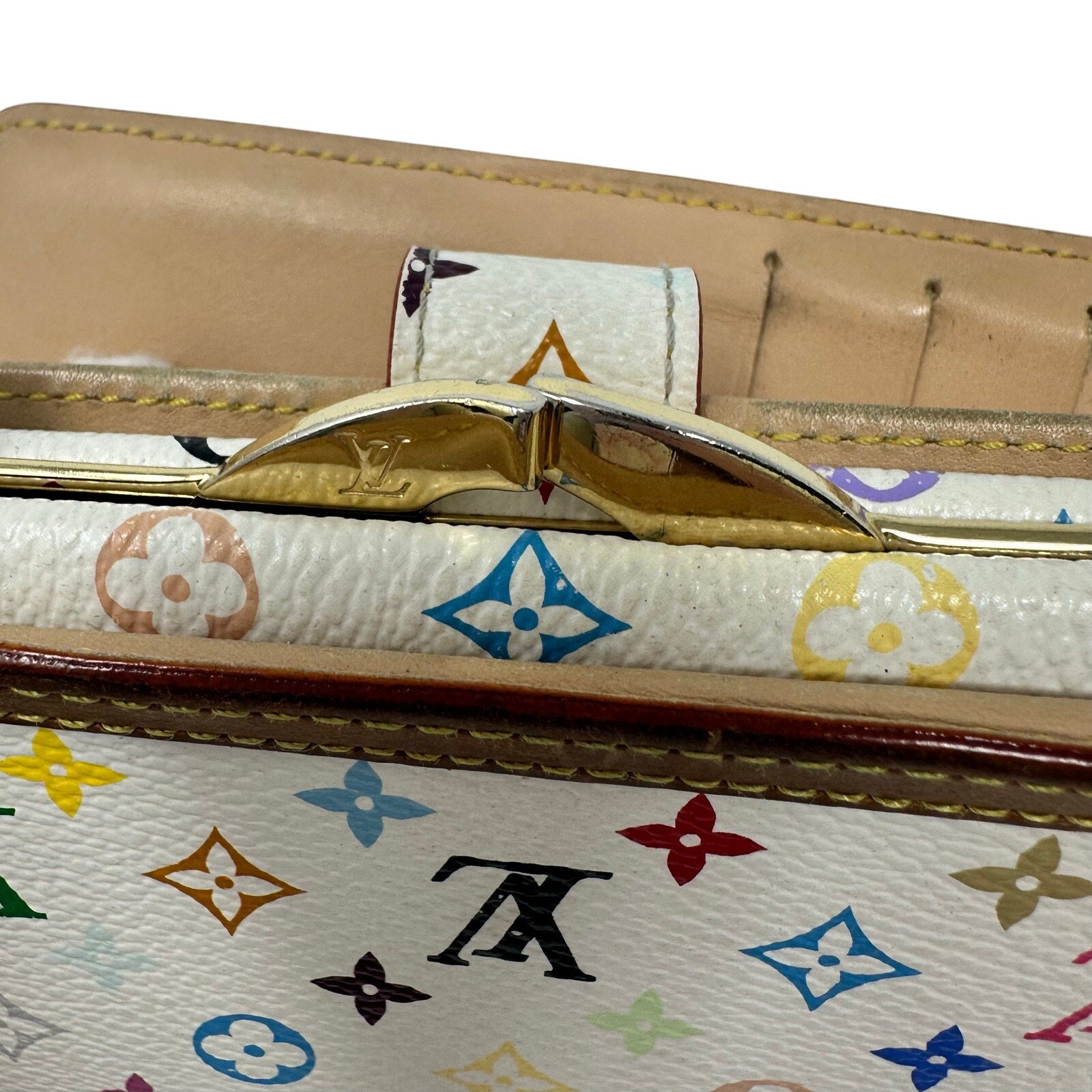 Louis Vuitton LV White Murakami Multicolor Monogram Kisslock Wallet