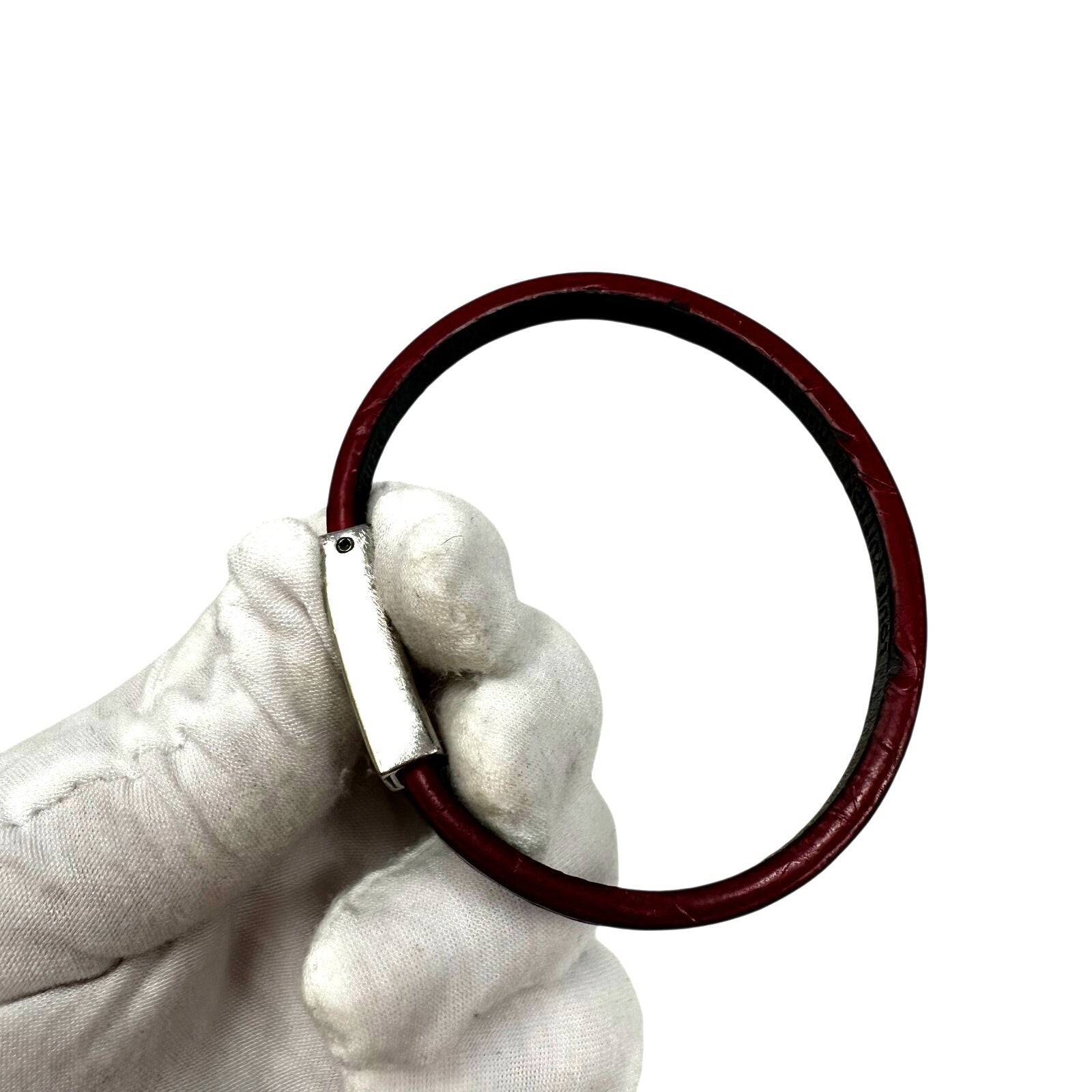 Louis Vuitton LV Edge It Damier Ebene Black Red Leather Bracelet