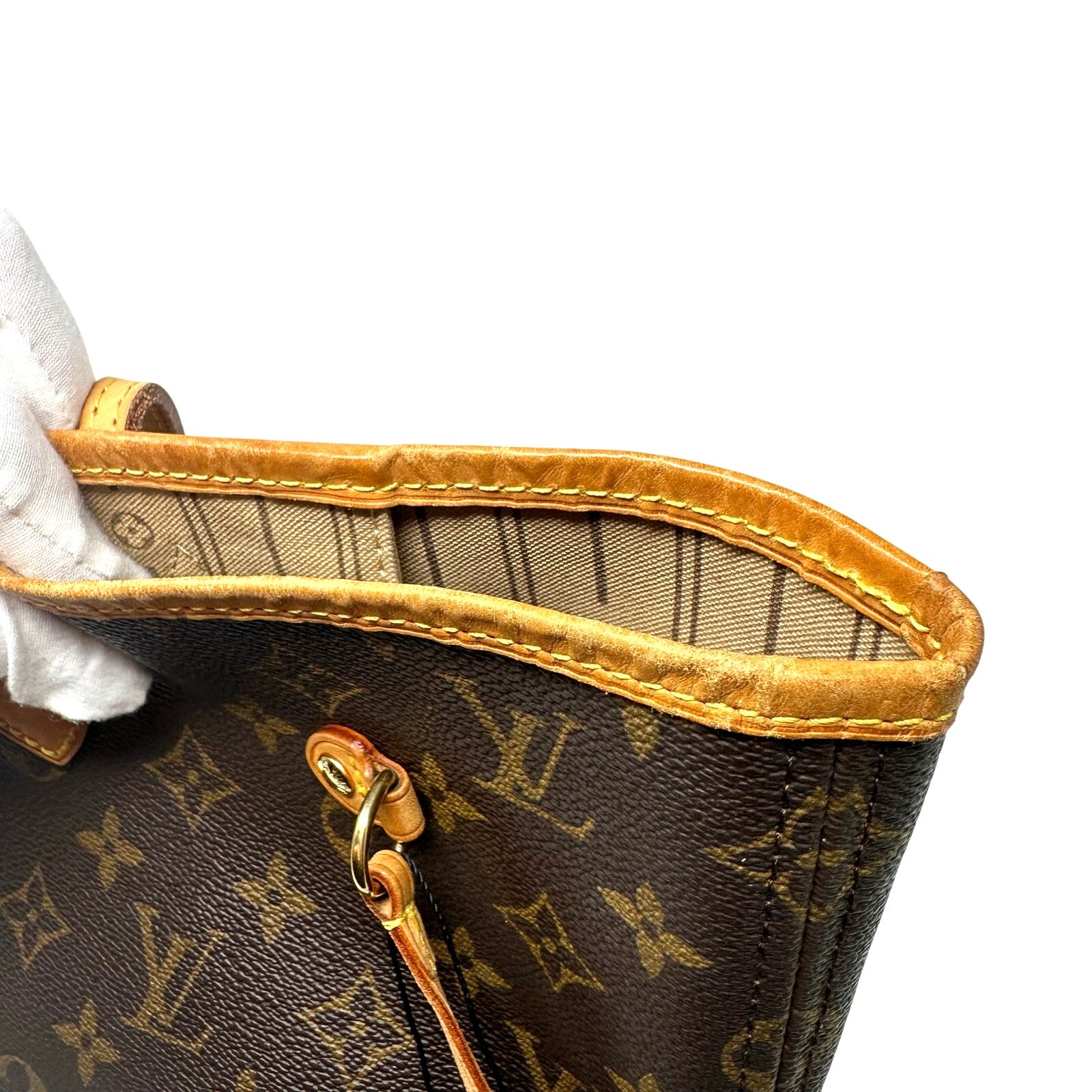 Louis Vuitton LV Monogram Neverfull MM Tote Bag Beige Interior
