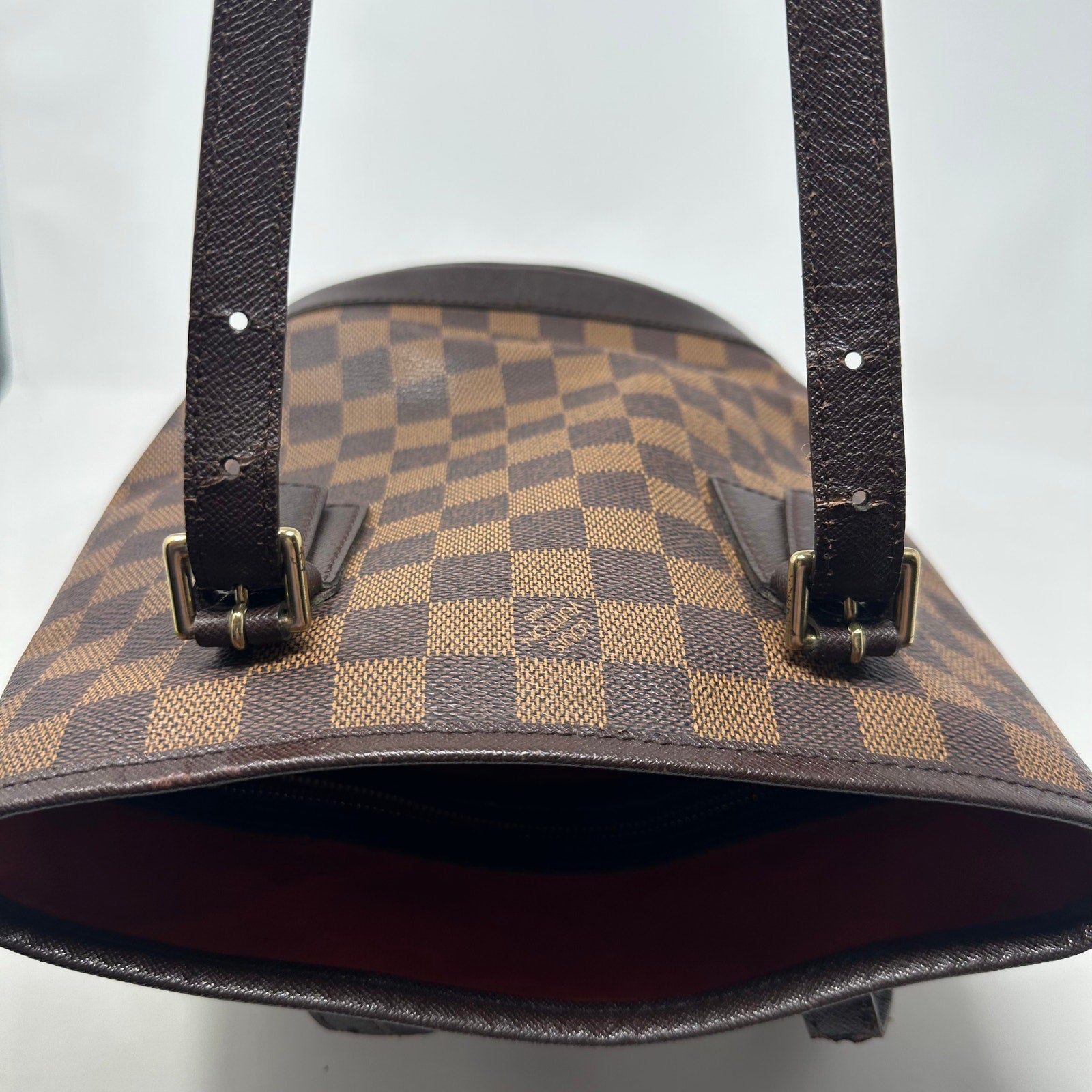 Louis Vuitton LV Damier Ebene Marais Bucket Tote Bag