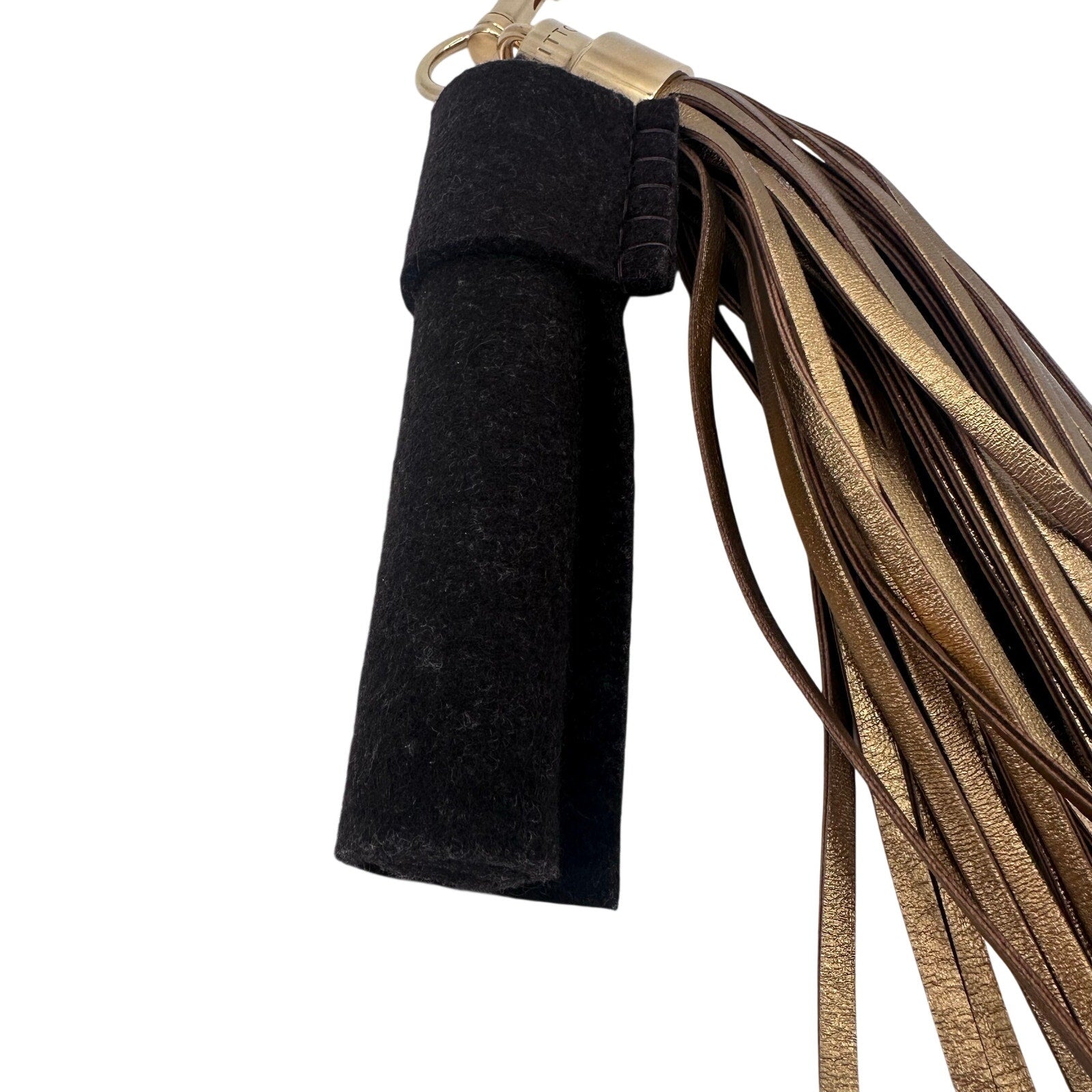 Louis Vuitton LV Tassel Bag Charm Clip Keychain Brown Gold