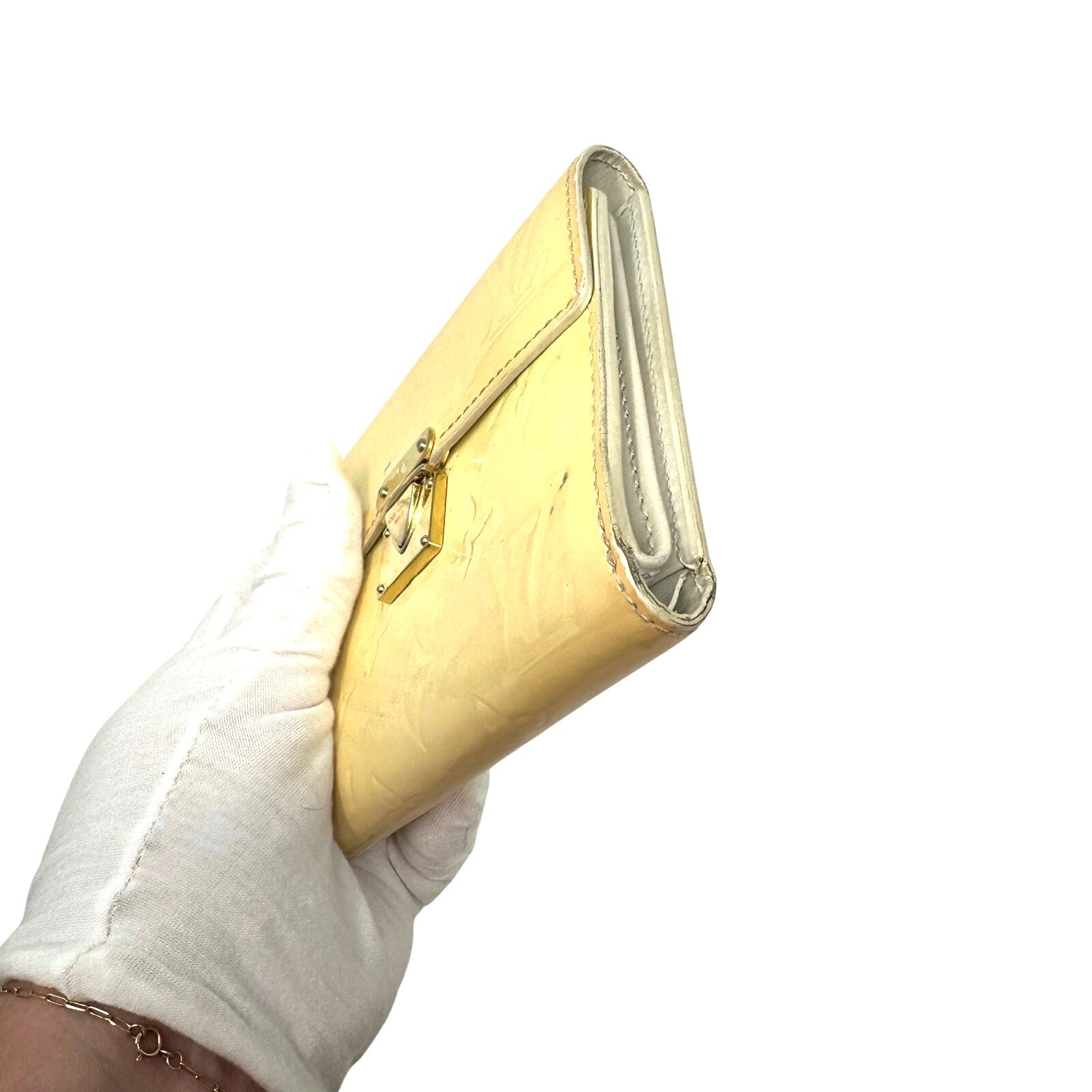 Louis Vuitton LV Monogram Vernis Koala Wallet Cream Yellow