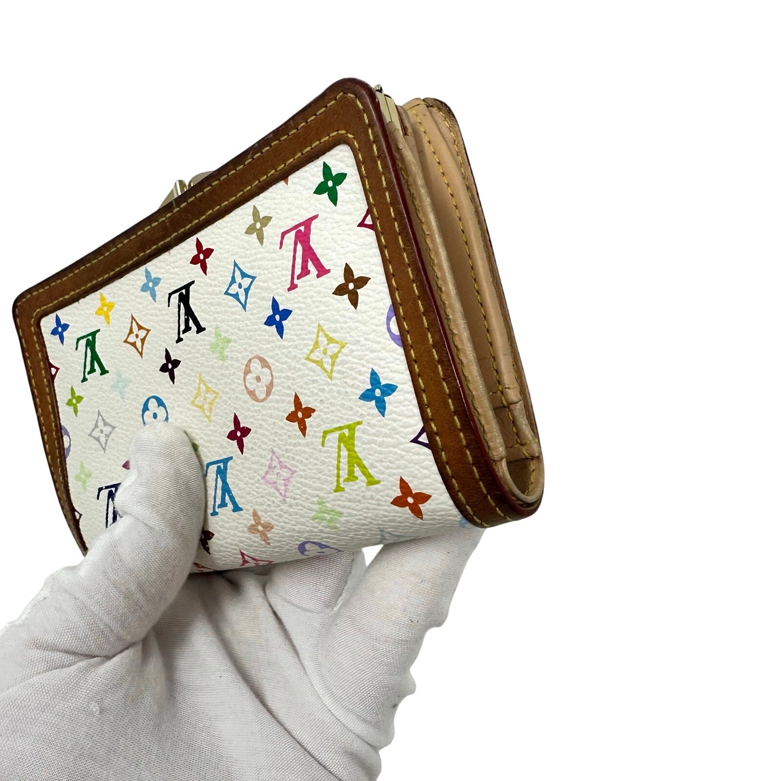 Louis Vuitton LV White Murakami Multicolor Monogram Kisslock Wallet