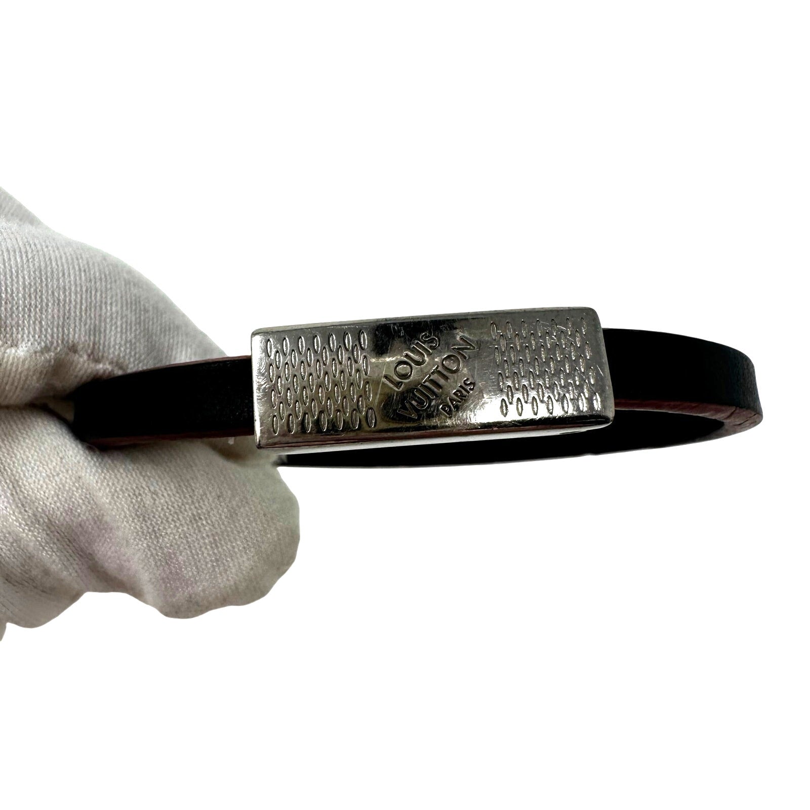 Louis Vuitton LV Edge It Damier Ebene Black Red Leather Bracelet