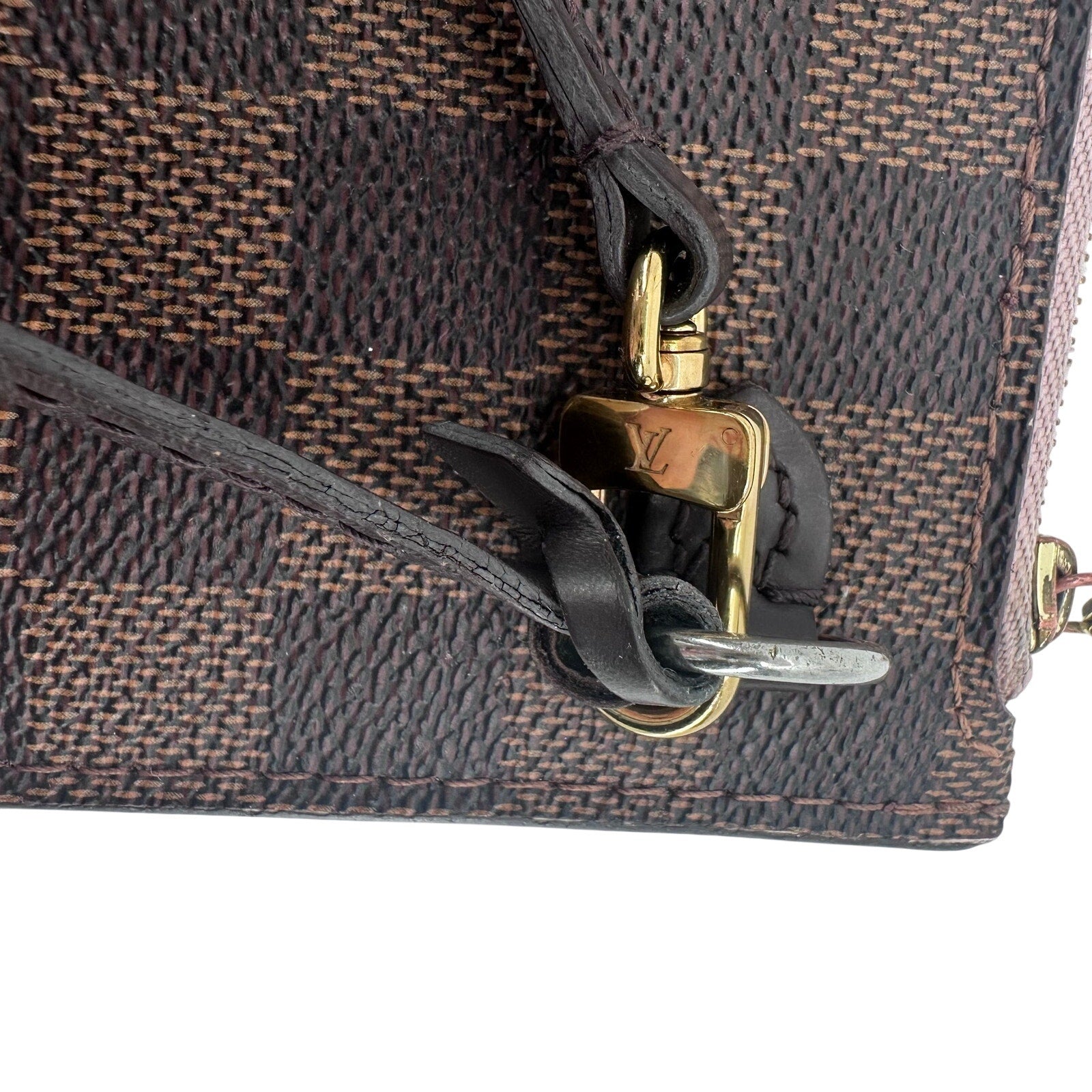 Louis Vuitton LV Damier Ebene Neverfull GM Pouch Clutch Rose Ballerine