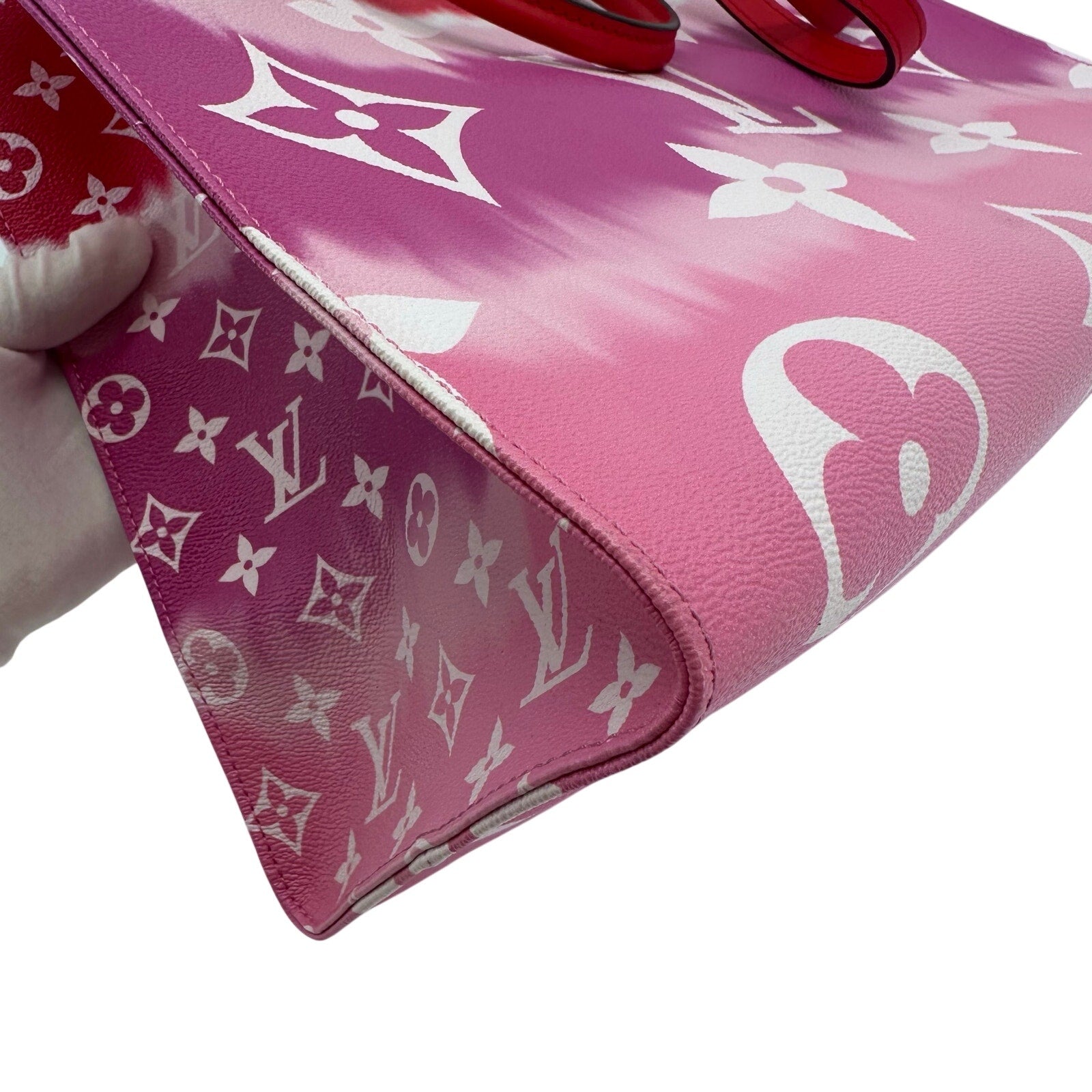 Louis Vuitton LV Monogram Escale Onthego GM Rouge Red Pink Tote Bag Full Set