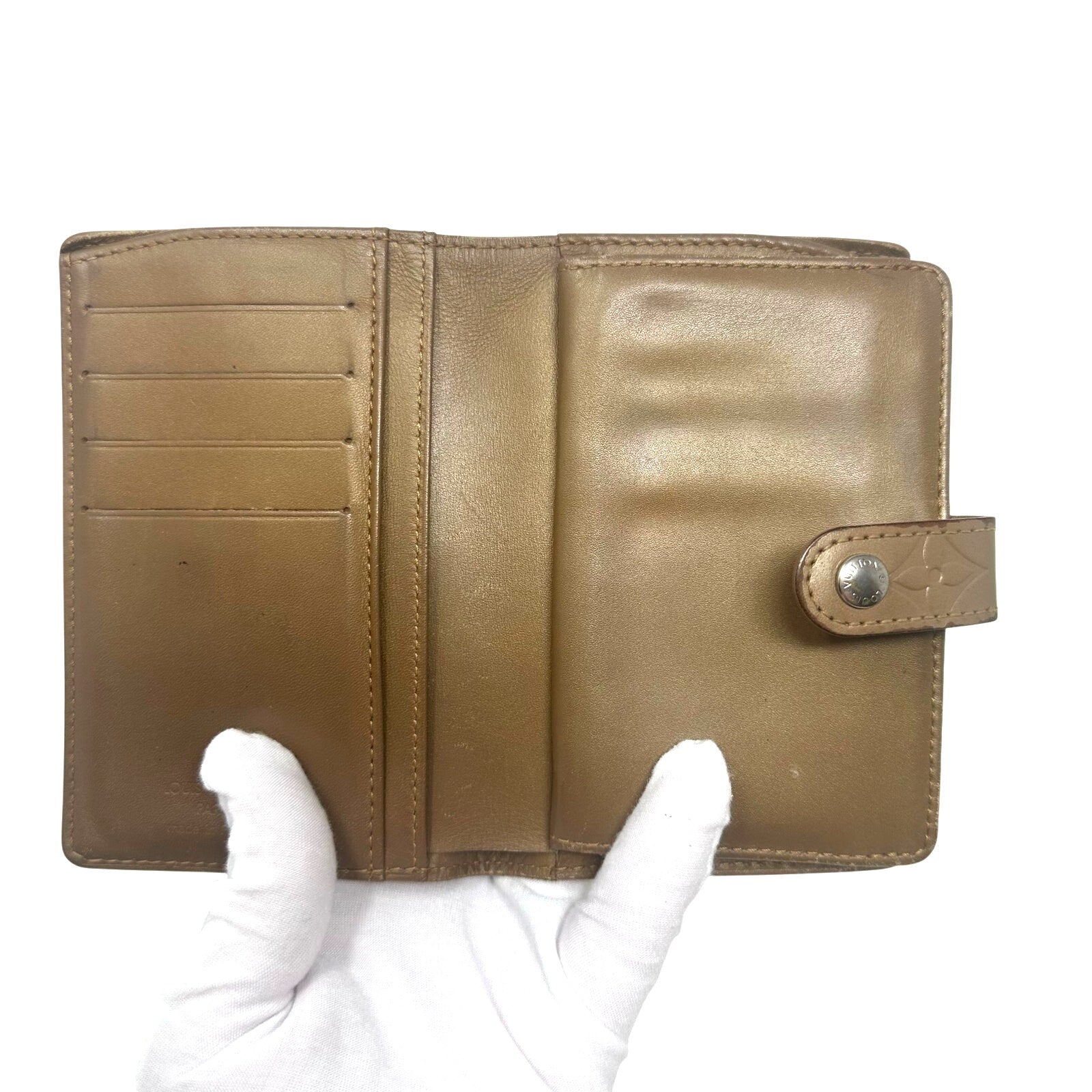 Louis Vuitton LV Vernis Monogram Mat Tan Kisslock Wallet