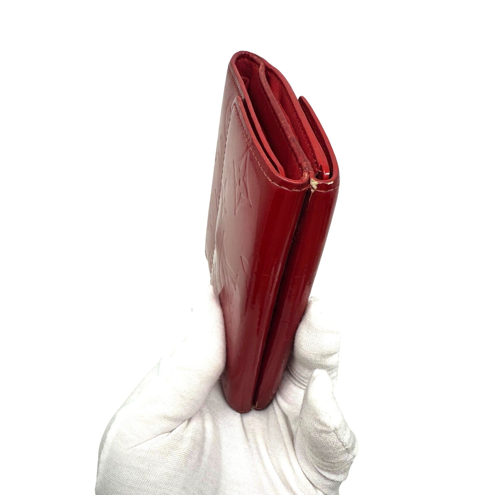 Louis Vuitton LV Vernis Monogram Elise Wallet Red