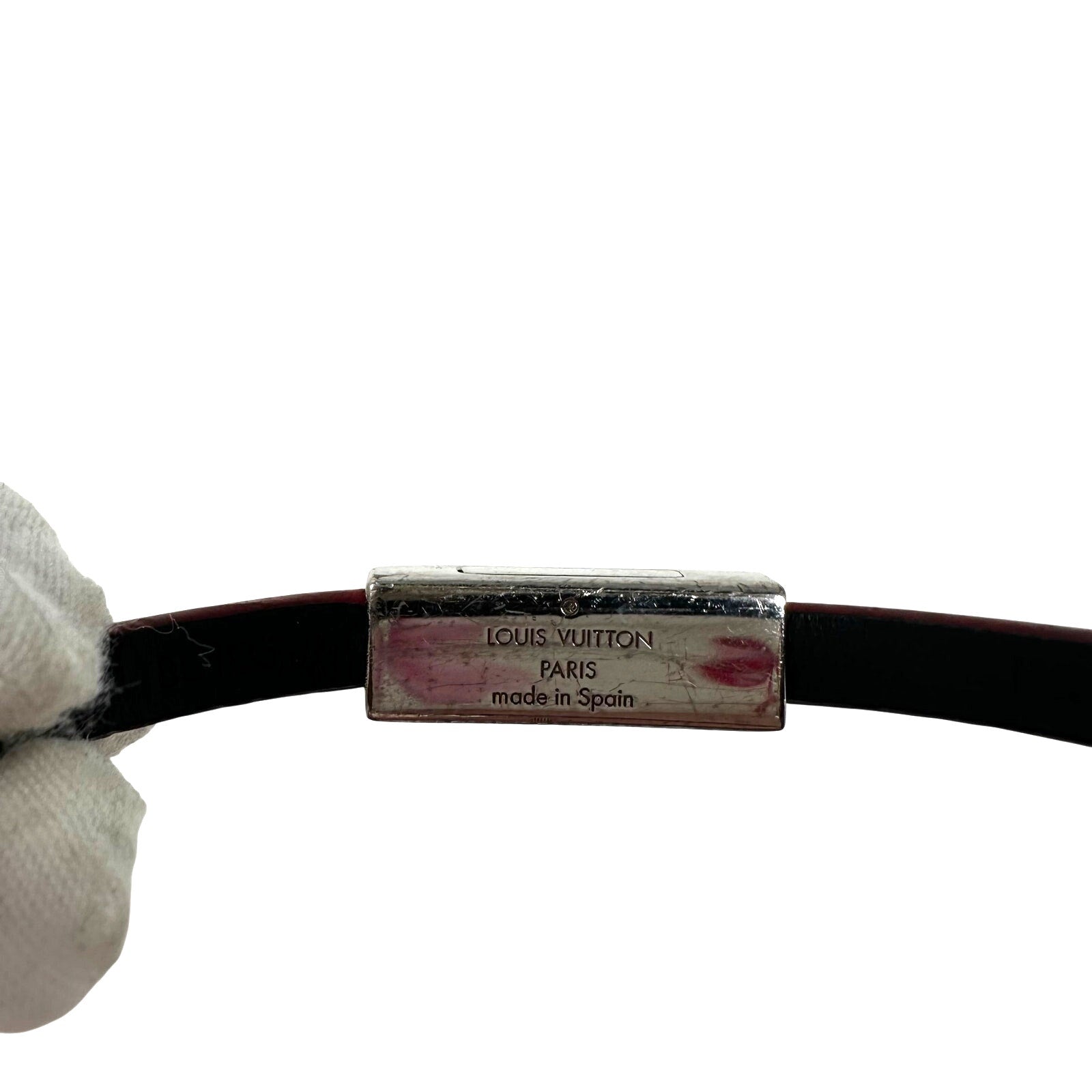 Louis Vuitton LV Edge It Damier Ebene Black Red Leather Bracelet