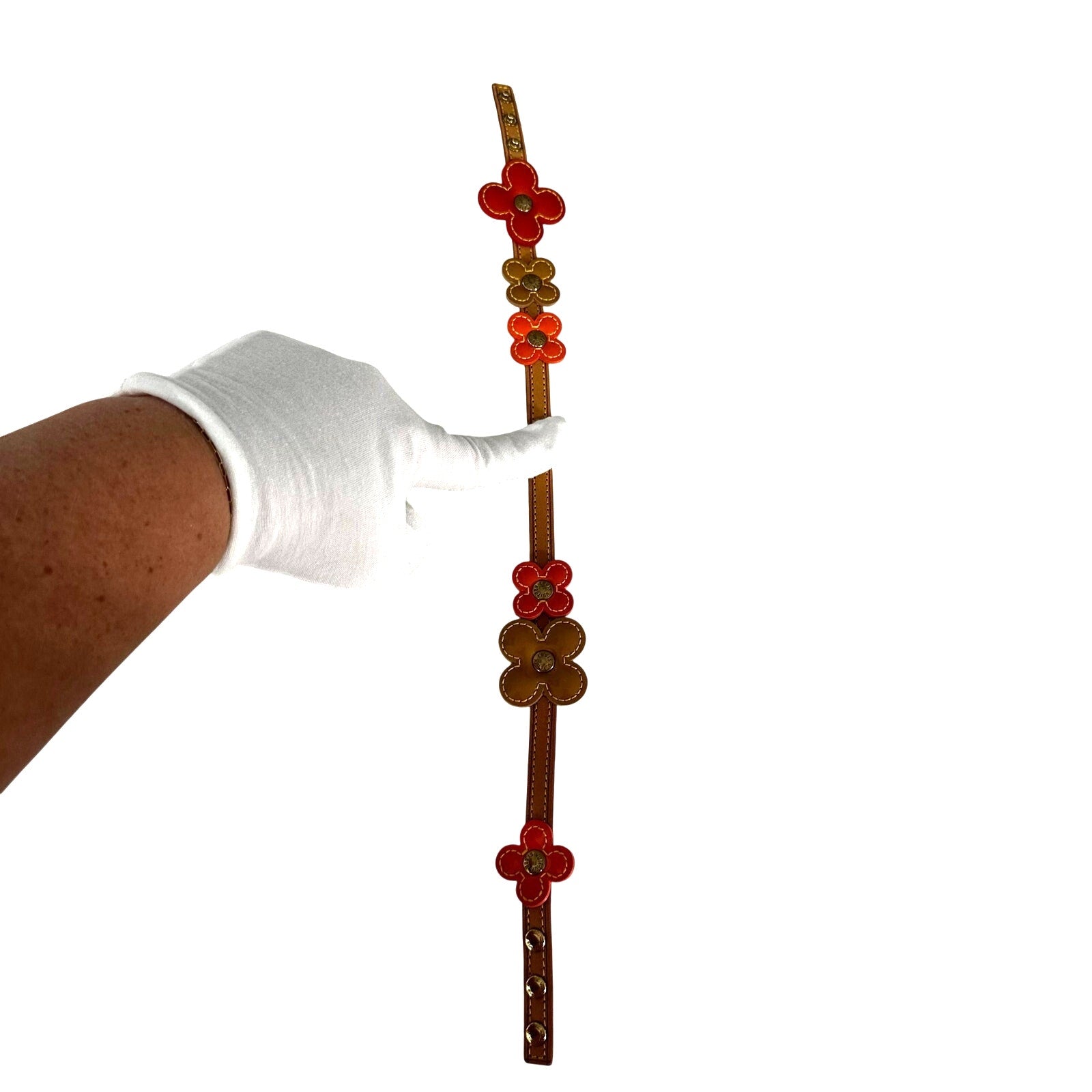 Louis Vuitton LV Monogram Vernis Lexington Flower Double Wrap Bracelet Orange Gold