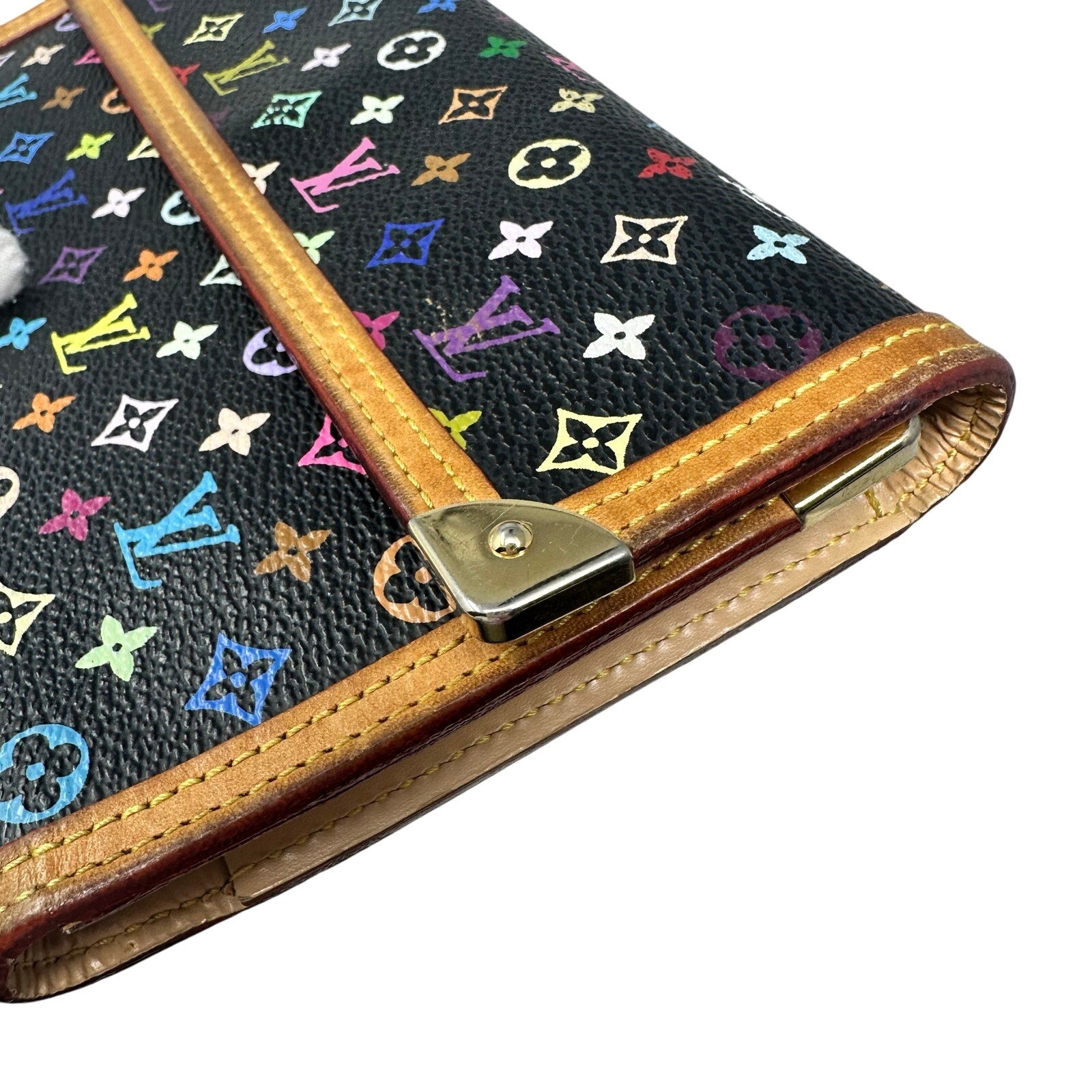 Louis Vuitton LV Black Murakami Multicolor Monogram Sarah International Wallet