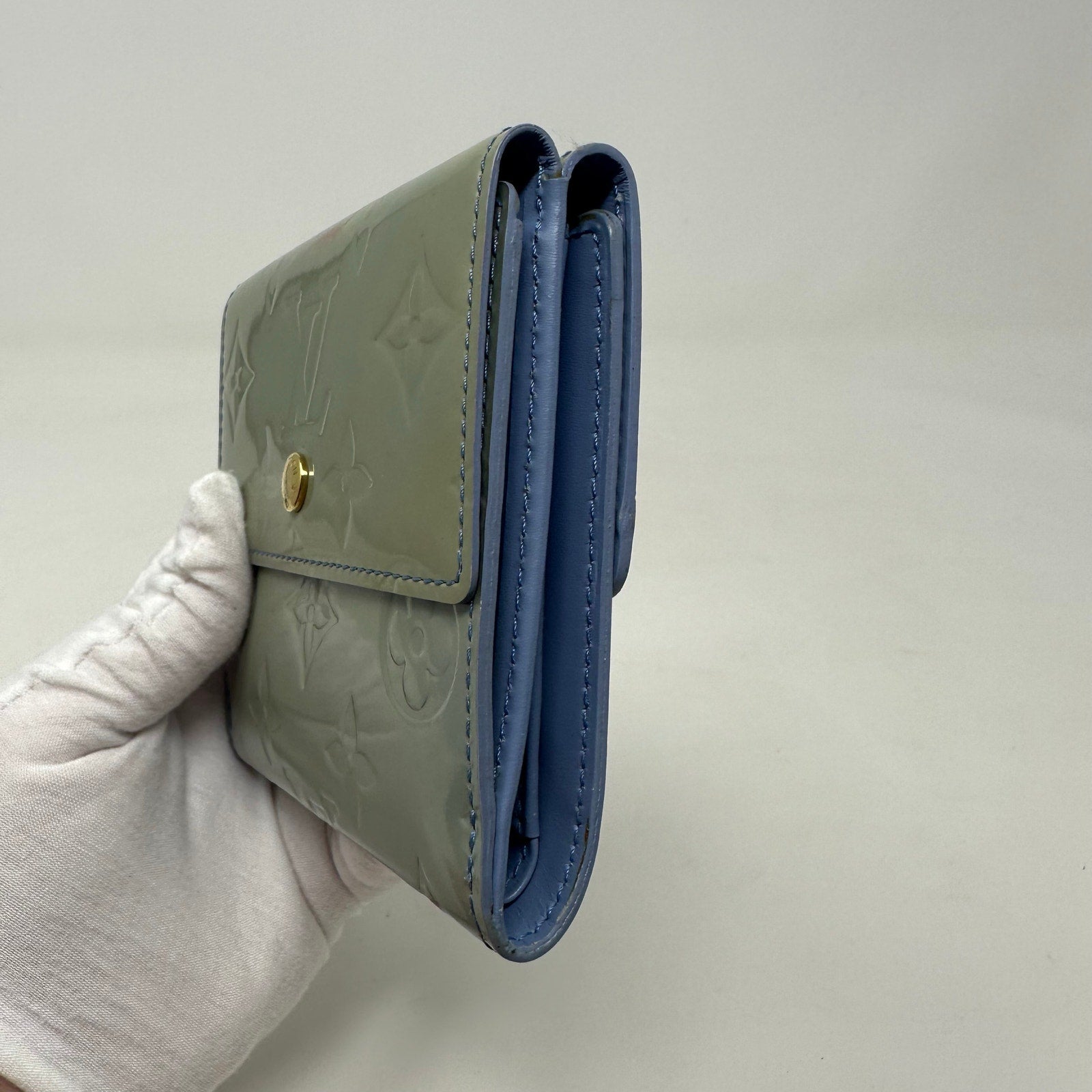 Louis Vuitton LV Vernis Monogram Elise Wallet Light Blue