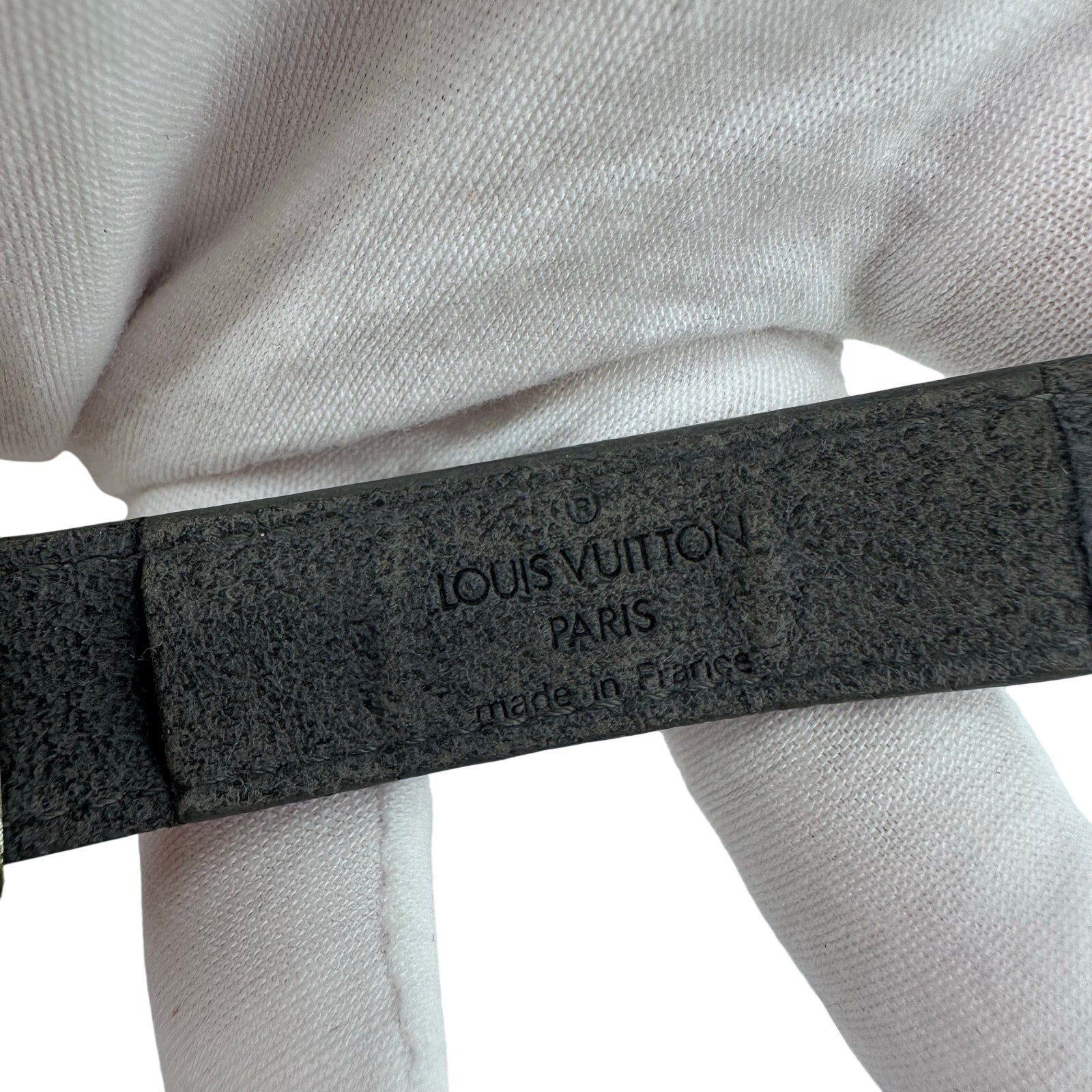 Louis Vuitton LV Cyber Epi Patent Leather Good Luck Bracelet Green Khaki Silver Tone
