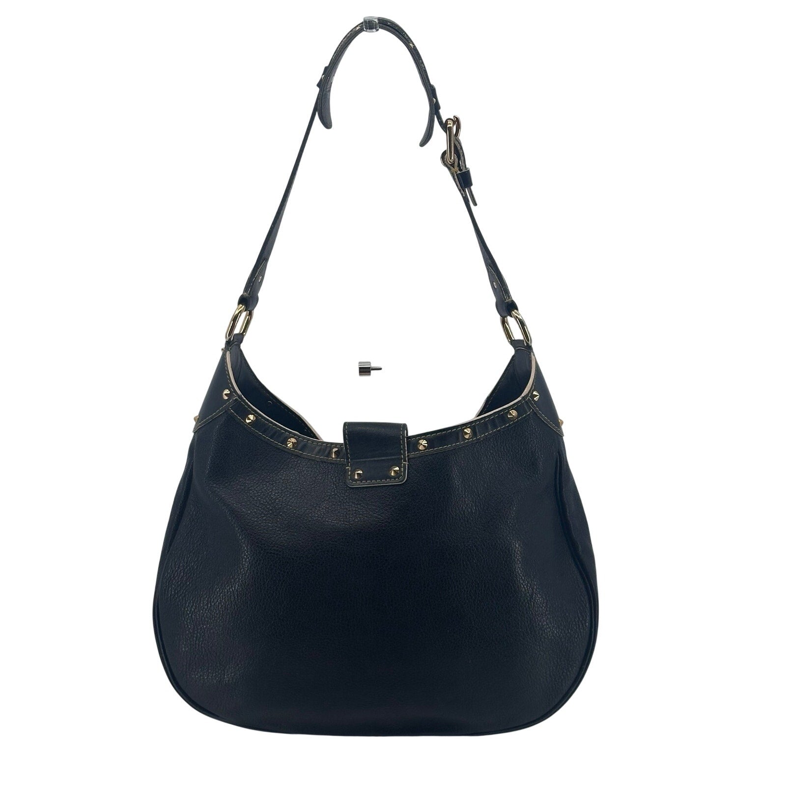 Louis Vuitton LV Suhali L Affriolant Black Leather Gold Studded Hobo Shoulder Bag