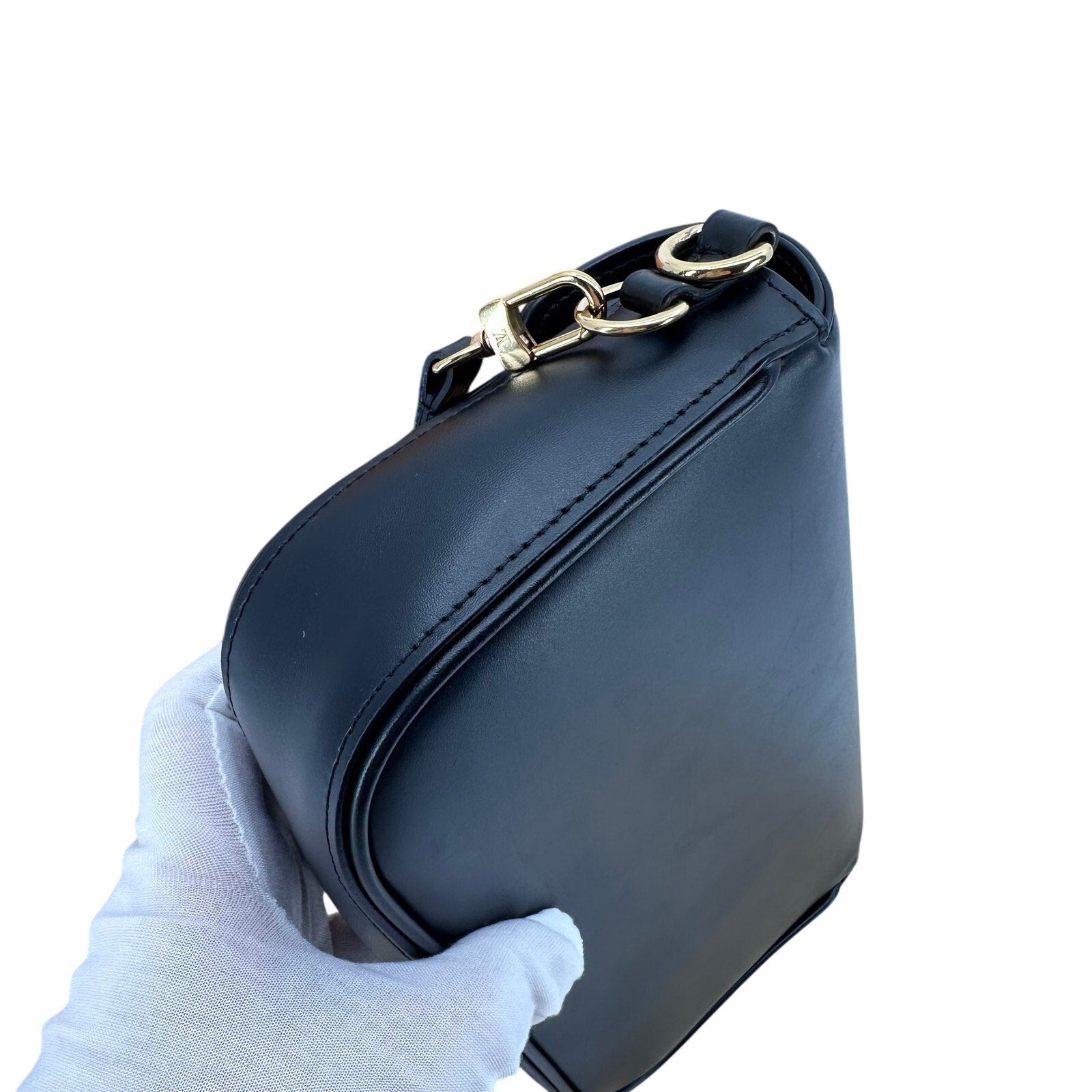 Louis Vuitton LV Black Calfskin Monogram Swing Shoulder Bag Crossbody Rare