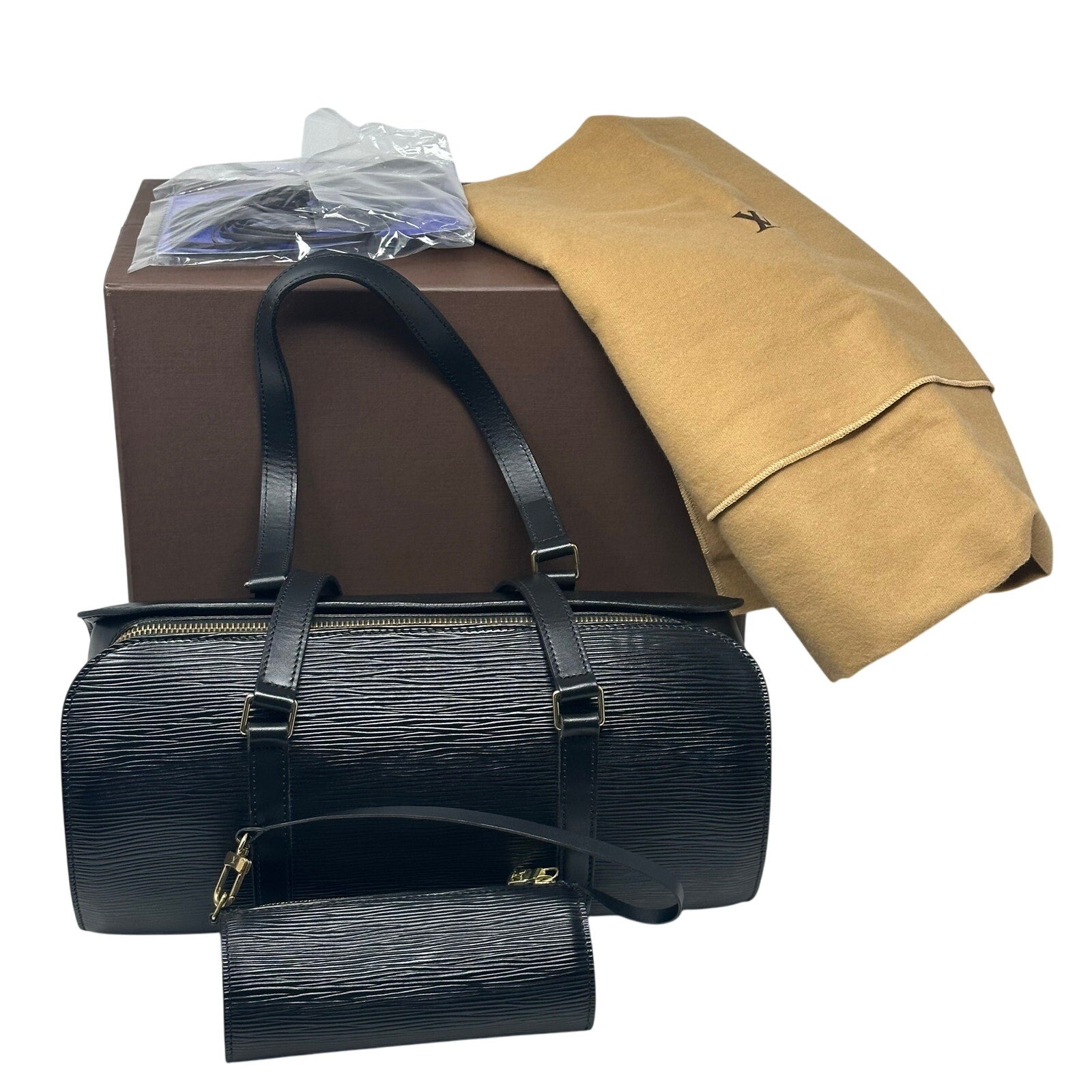 Louis Vuitton LV Epi Soffulor Black Bag with Pouch