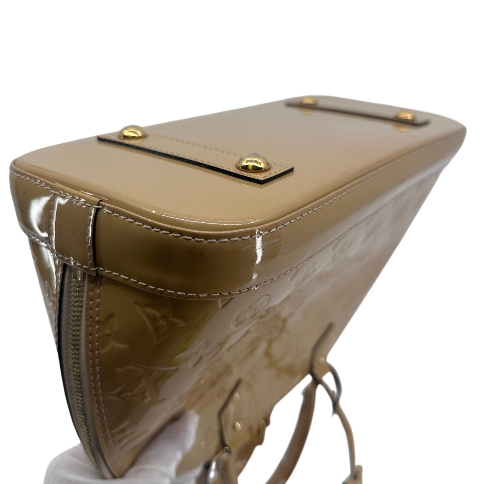 Louis Vuitton LV Monogram Vernis Alma PM Yellow Gold Full Set