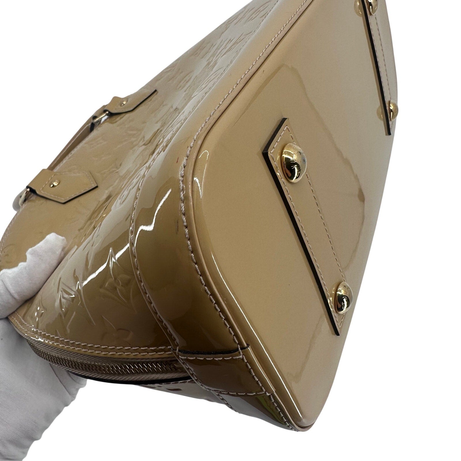 Louis Vuitton LV Monogram Vernis Alma PM Yellow Gold Full Set