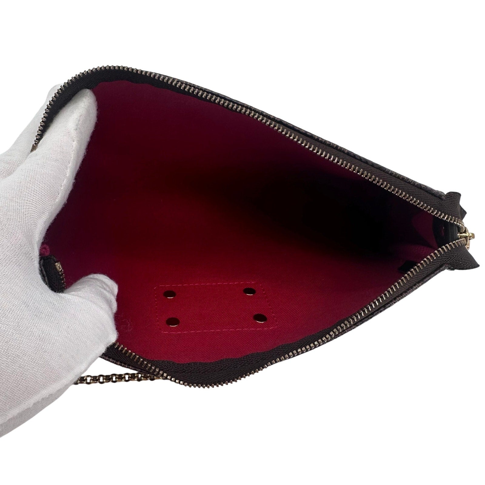 Louis Vuitton LV Damier Ebene Eva Pochette Clutch Crossbody Bag Full Set