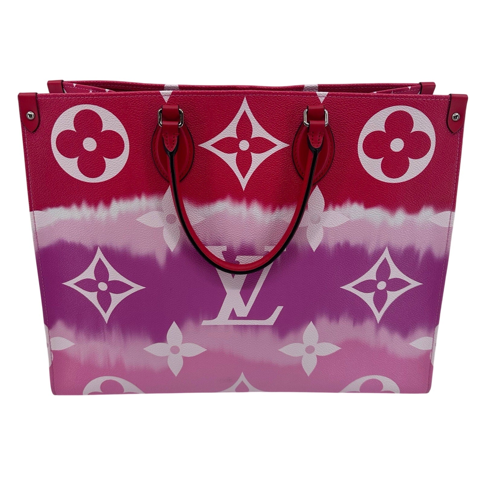 Louis Vuitton LV Monogram Escale Onthego GM Rouge Red Pink Tote Bag Full Set