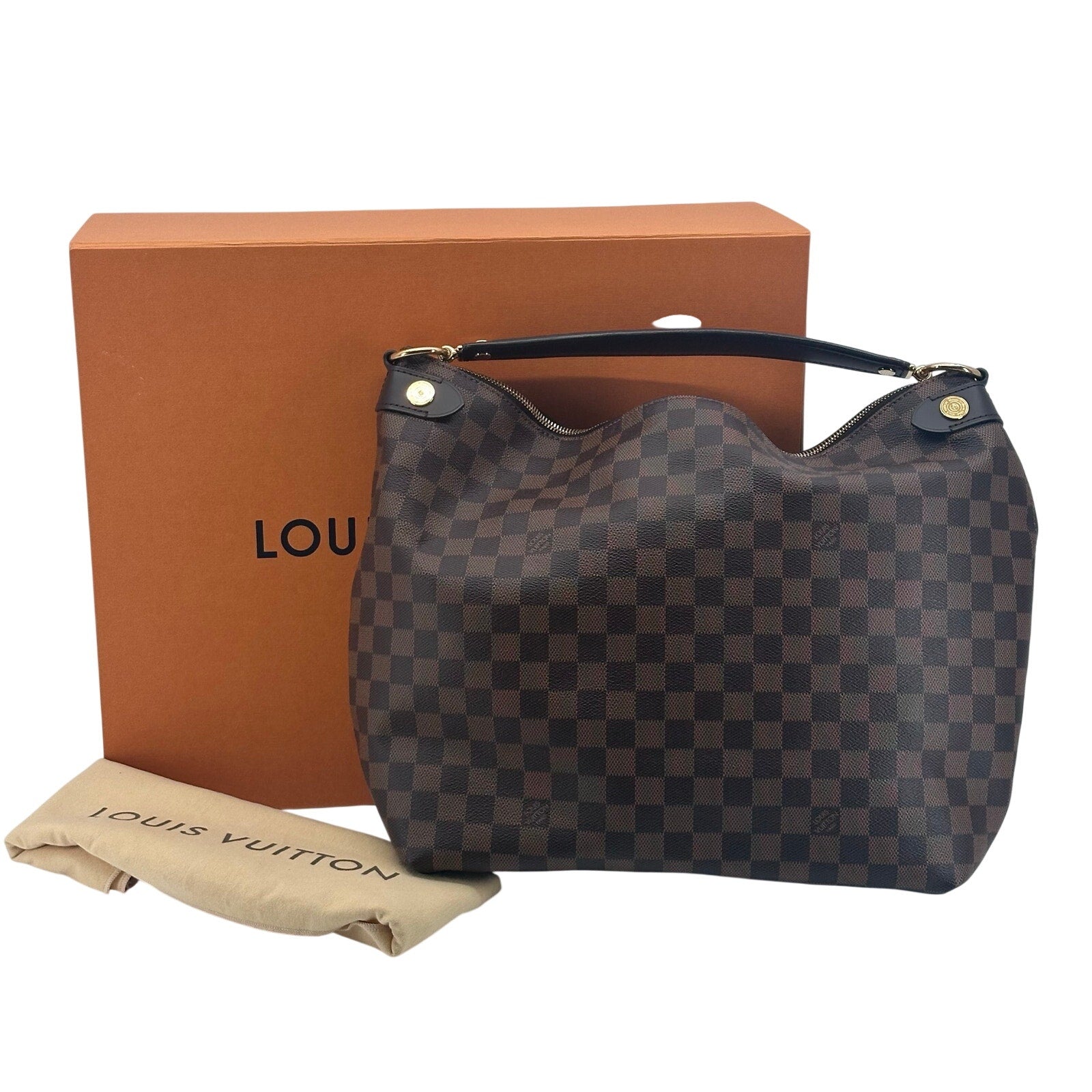 Louis Vuitton LV Damier Ebene Duomo Hobo Shoulder Bag Full Inclusion