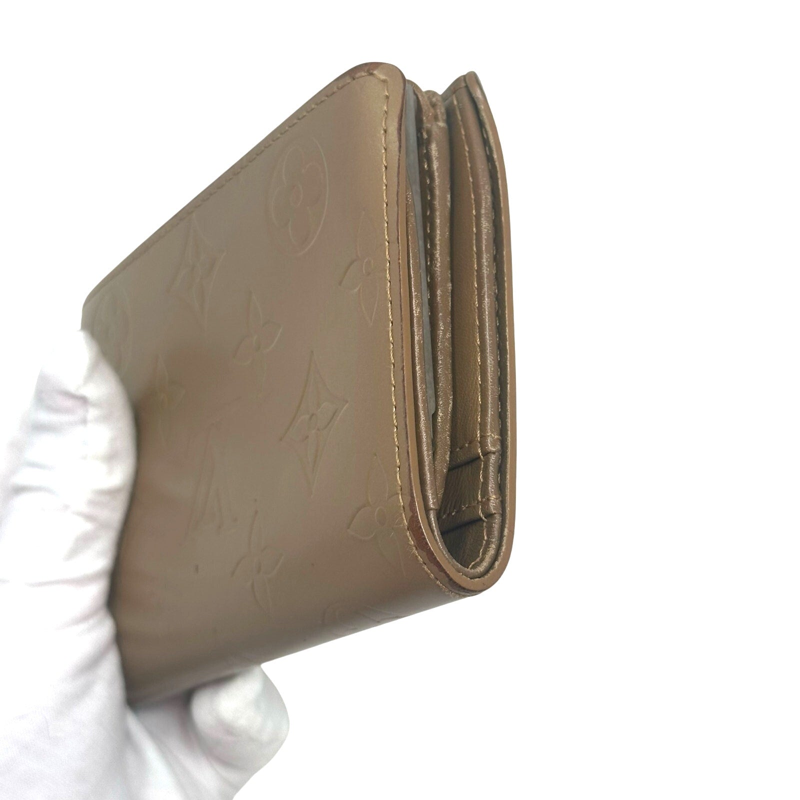 Louis Vuitton LV Vernis Monogram Mat Tan Kisslock Wallet