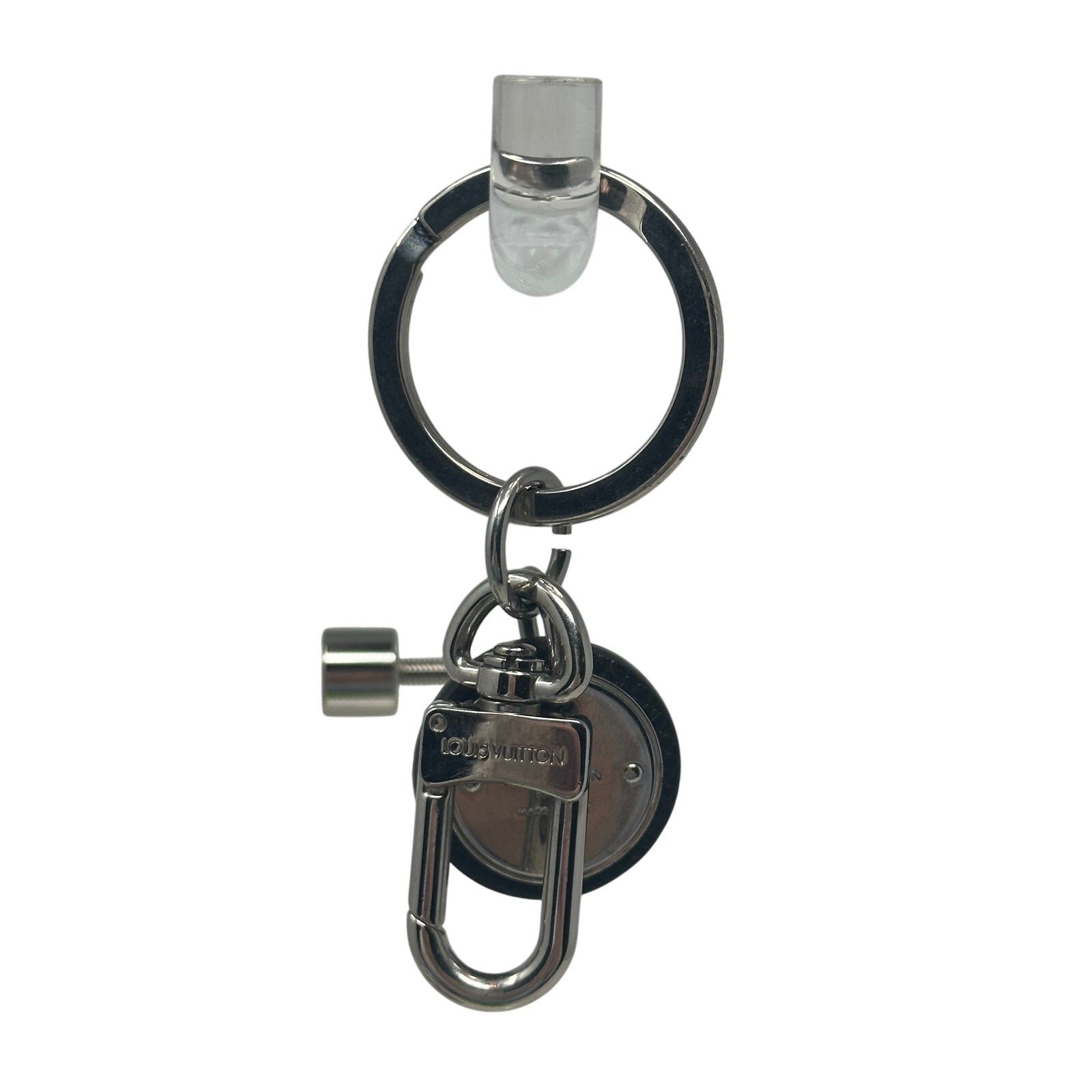Louis Vuitton LV Cut Circle Key Ring Holder Black Silver