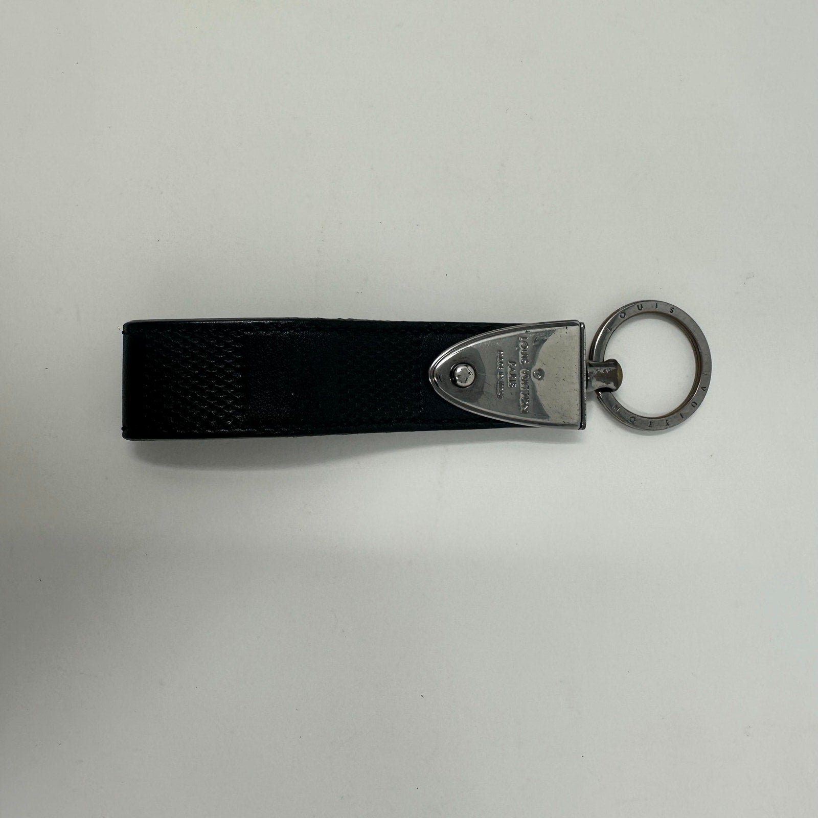 Louis Vuitton LV Porte Cles Dragonne Damier Infiniti Black Leather Keychain