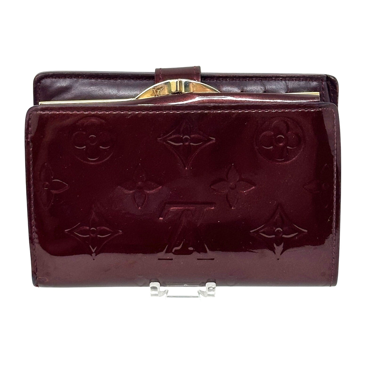 Louis Vuitton LV Vernis Monogram Kisslock Wallet Burgundy