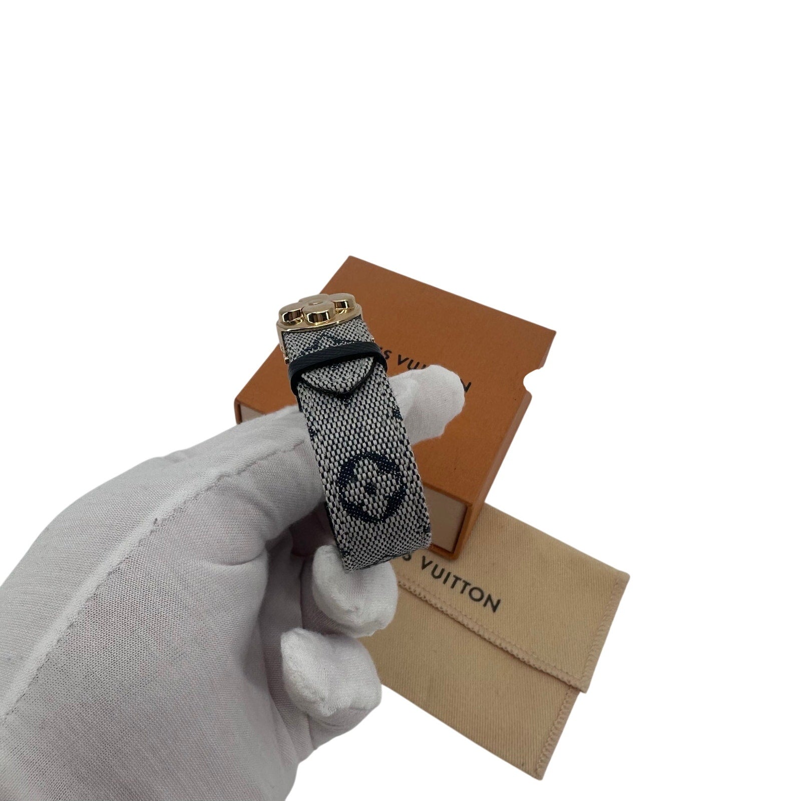 Louis Vuitton LV Mini Lin Monogram Good Luck Bracelet Navy