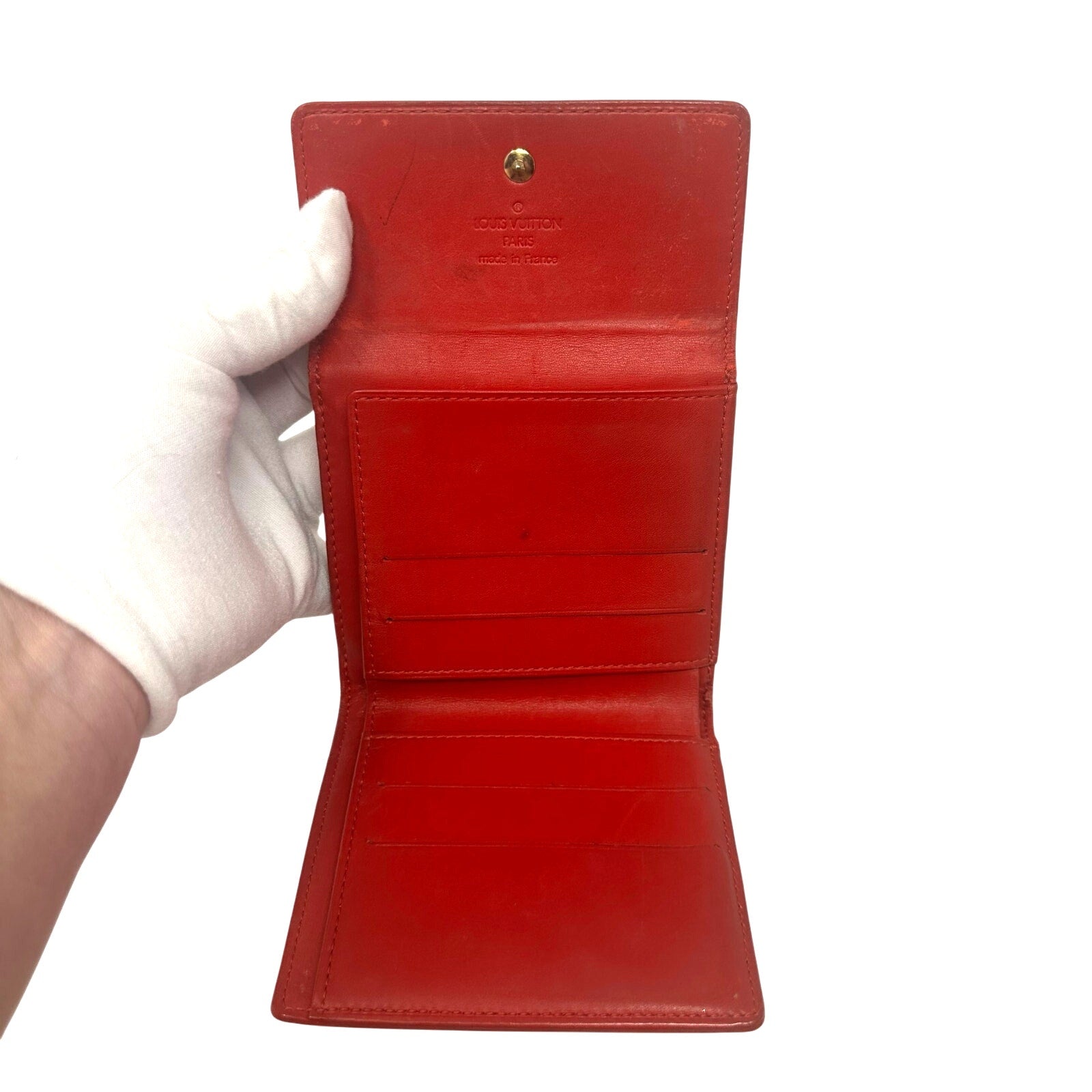 Louis Vuitton LV Vernis Monogram Elise Wallet Red