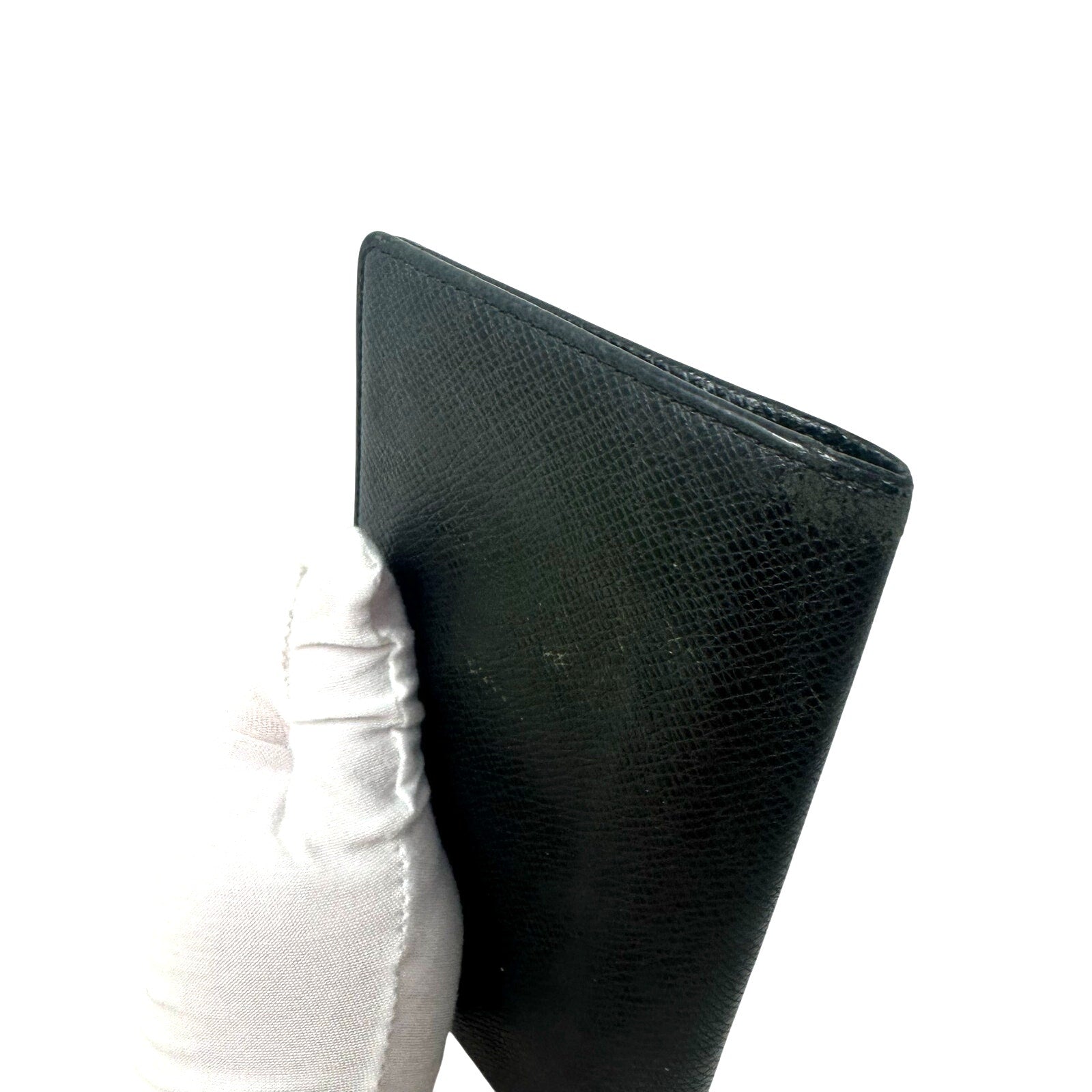 Louis Vuitton LV Taiga Leather Portefeuille Brazza Ardoise Men's Wallet Black