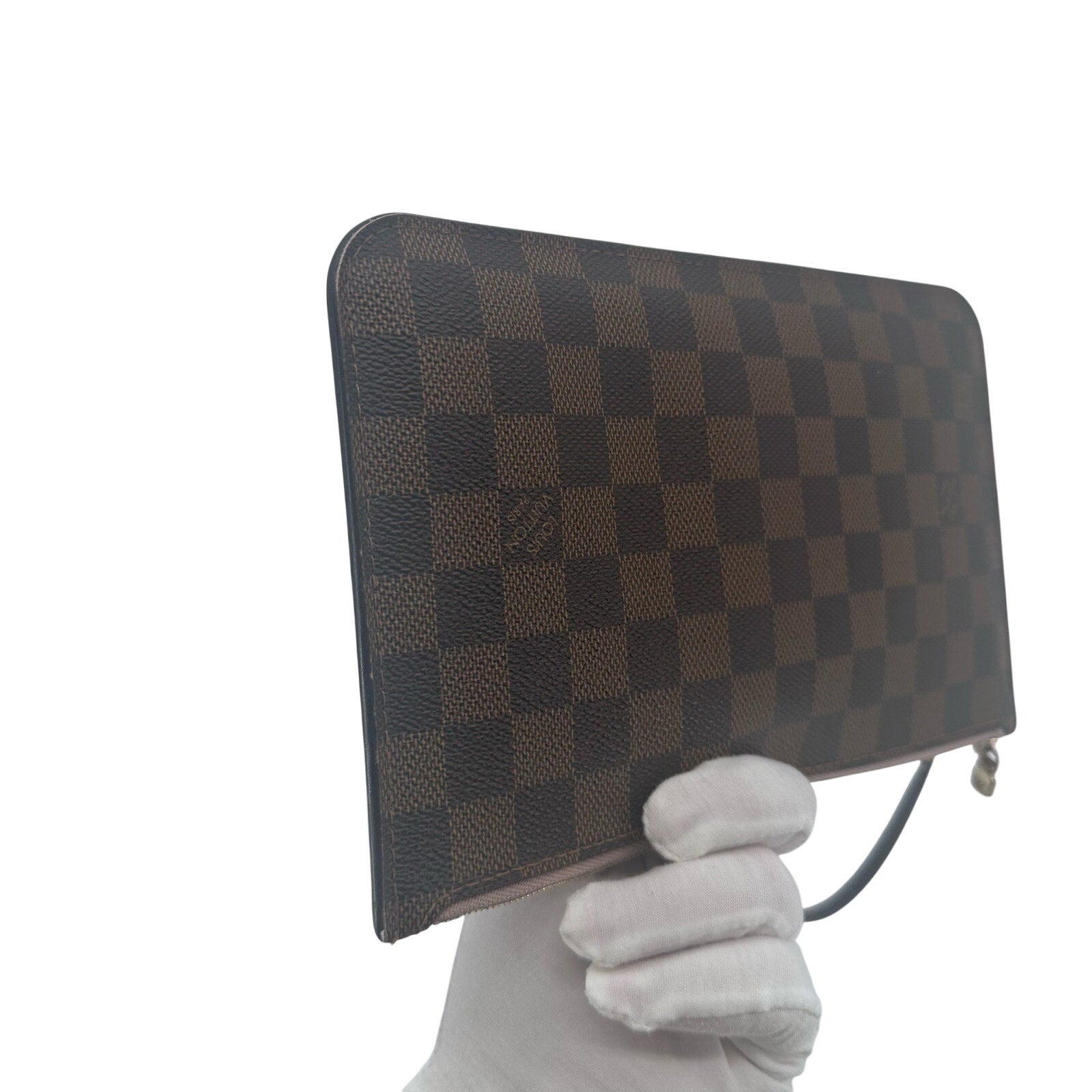 Louis Vuitton LV Damier Ebene Neverfull GM Pouch Clutch Rose Ballerine
