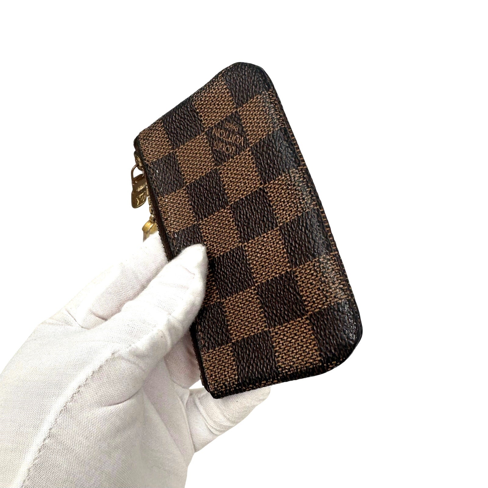 Louis Vuitton LV Damier Ebene Coin Key Cles Zip Pouch Keychain