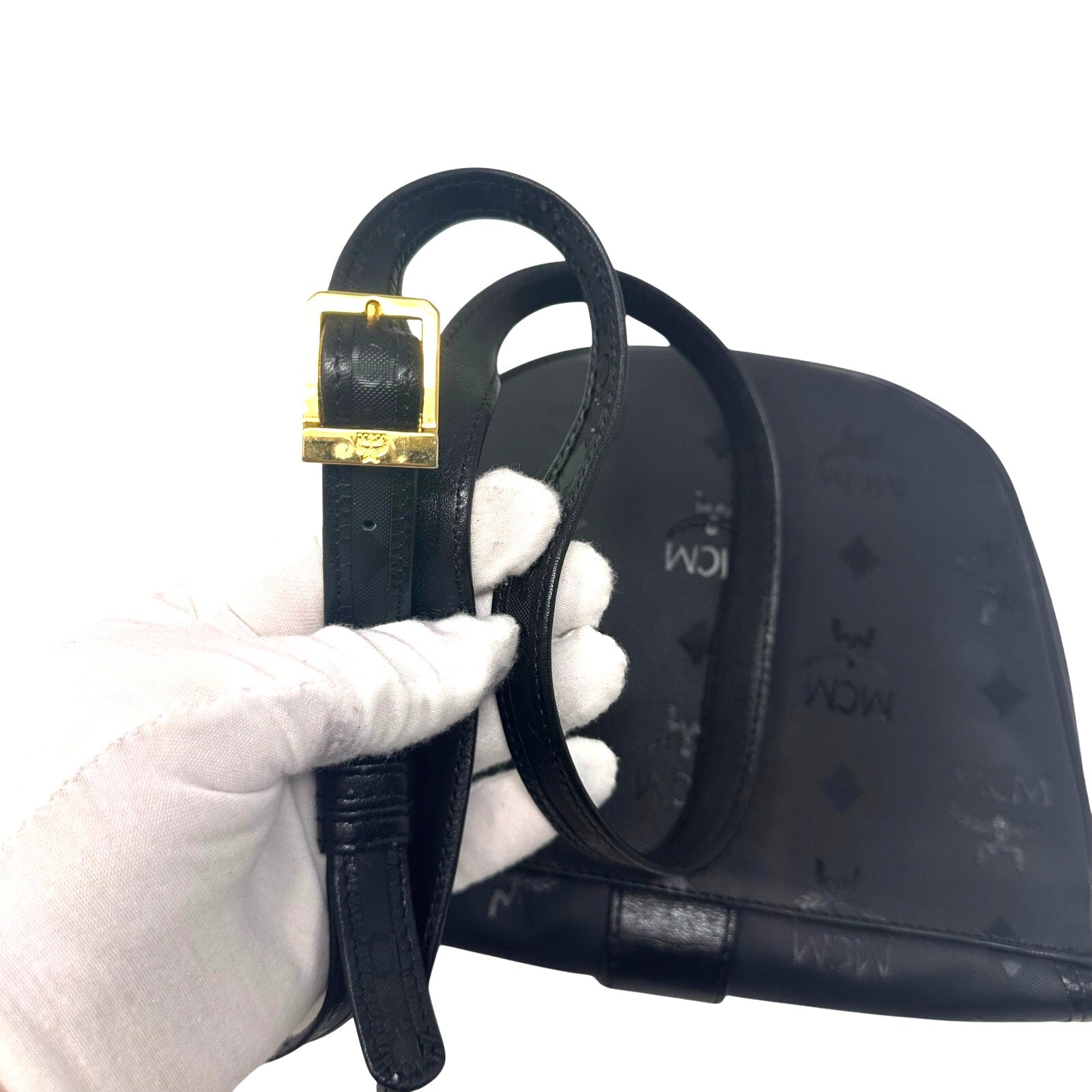 Vintage MCM Black Visettos Signature Crossbody Bag