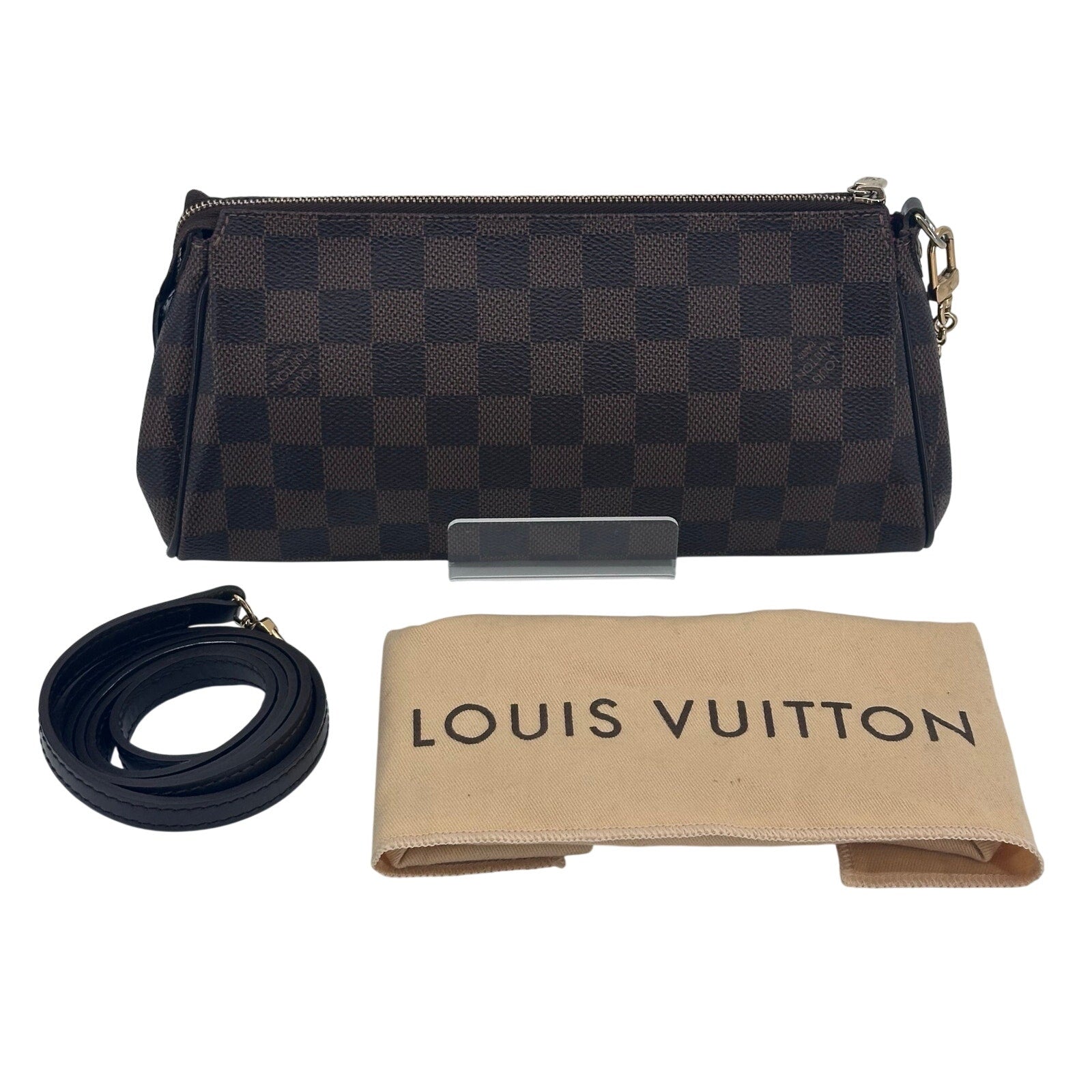 Louis Vuitton LV Damier Ebene Eva Pochette Clutch Crossbody Bag