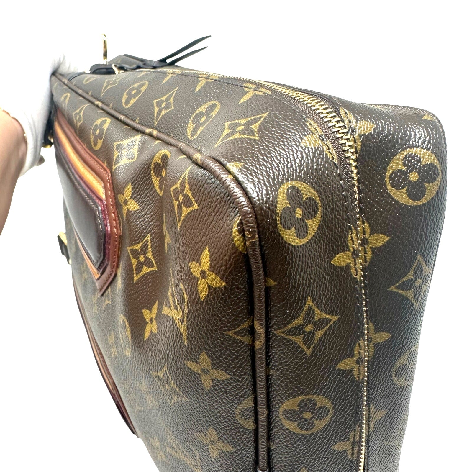 Louis Vuitton LV Monogram Bequia Porte Documents Vertical Bag