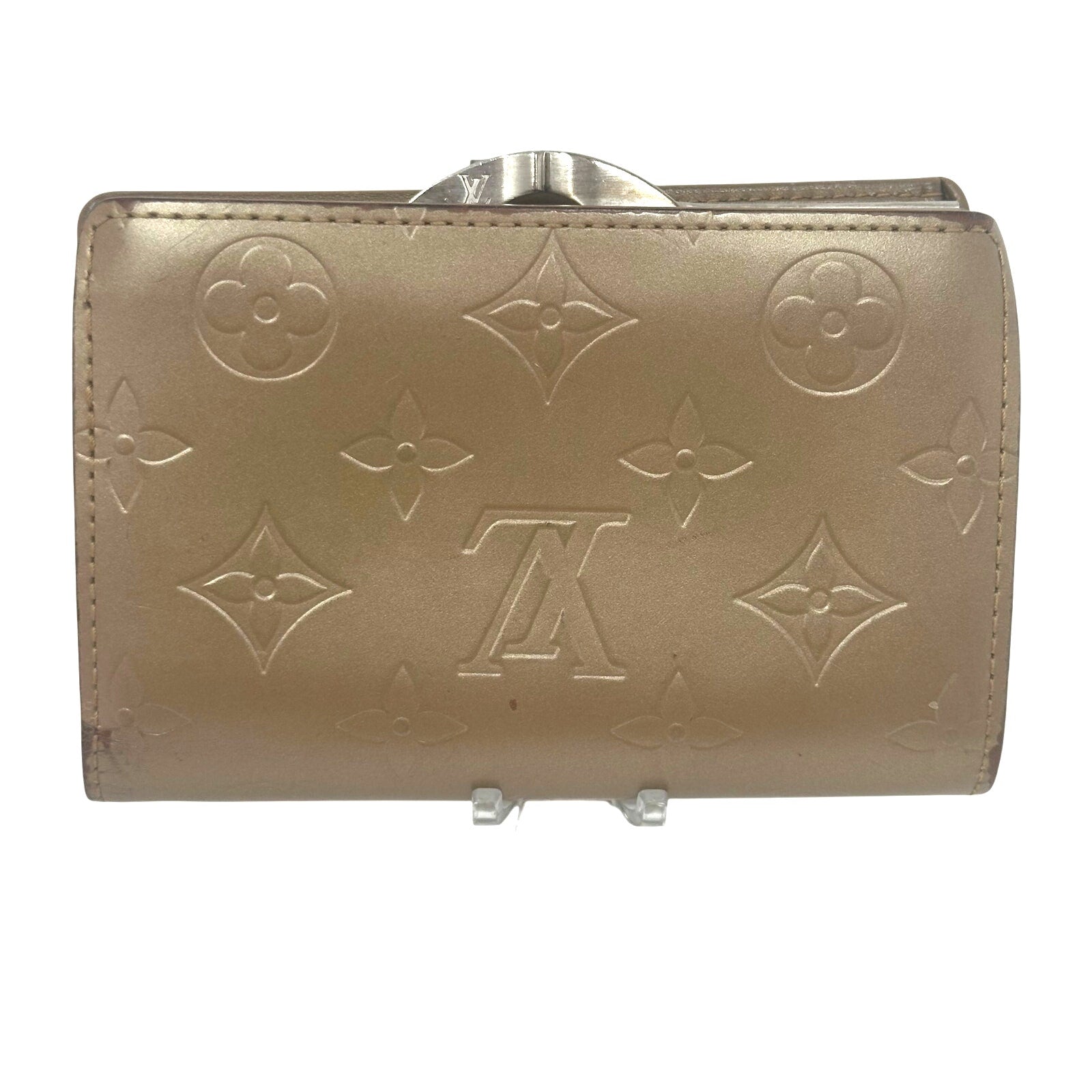 Louis Vuitton LV Vernis Monogram Mat Tan Kisslock Wallet