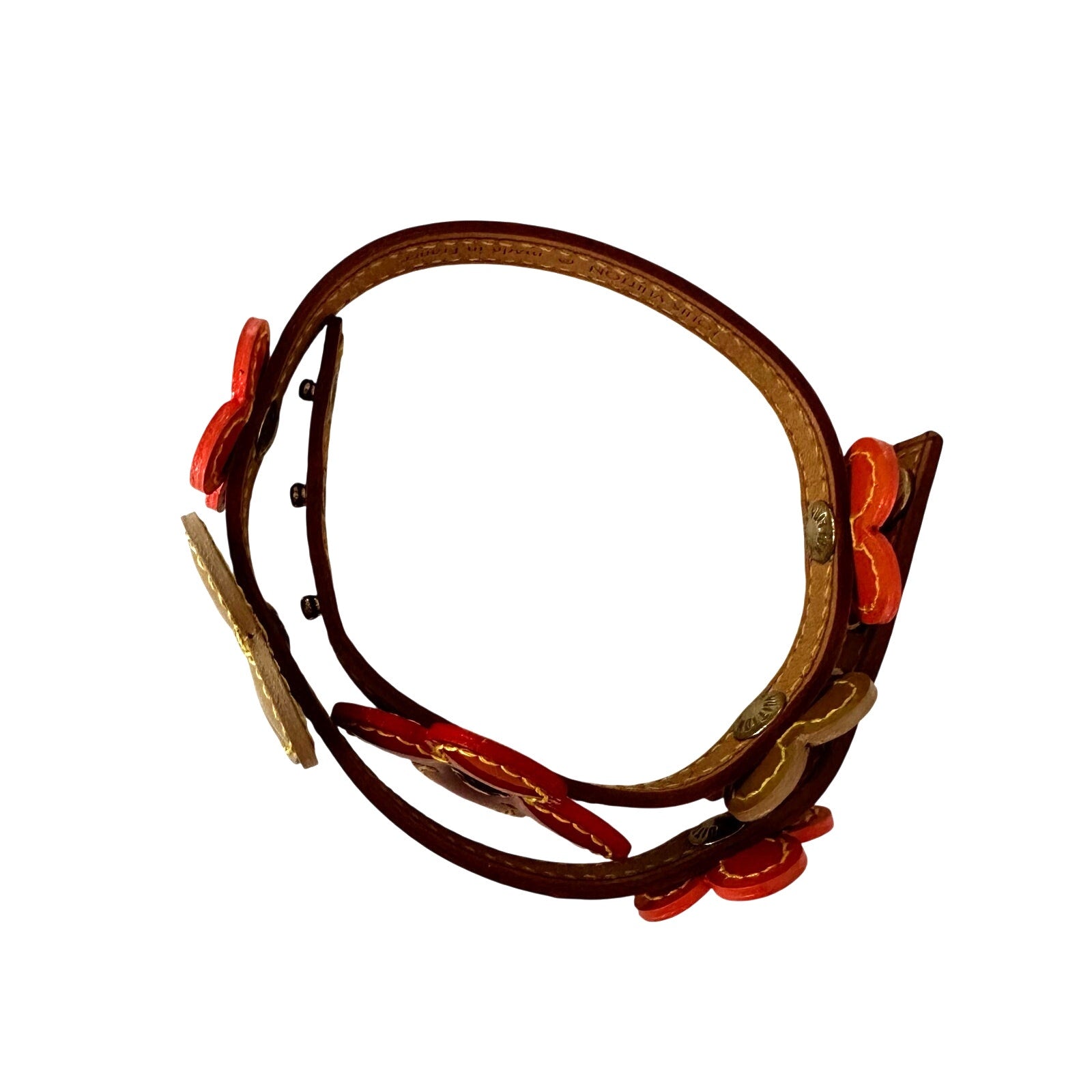 Louis Vuitton LV Monogram Vernis Lexington Flower Double Wrap Bracelet Orange Gold