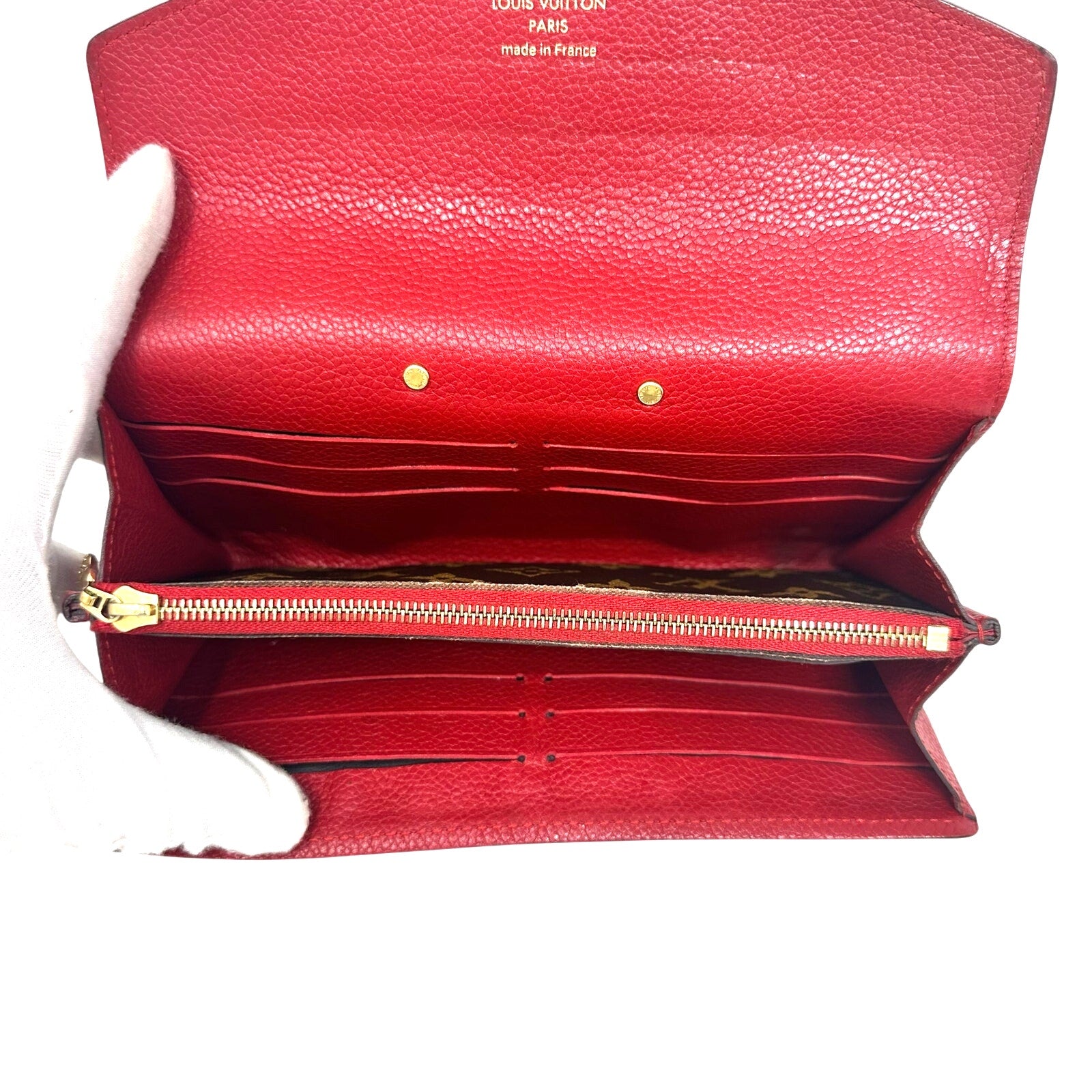 Louis Vuitton LV Monogram Red Pallas Long Wallet