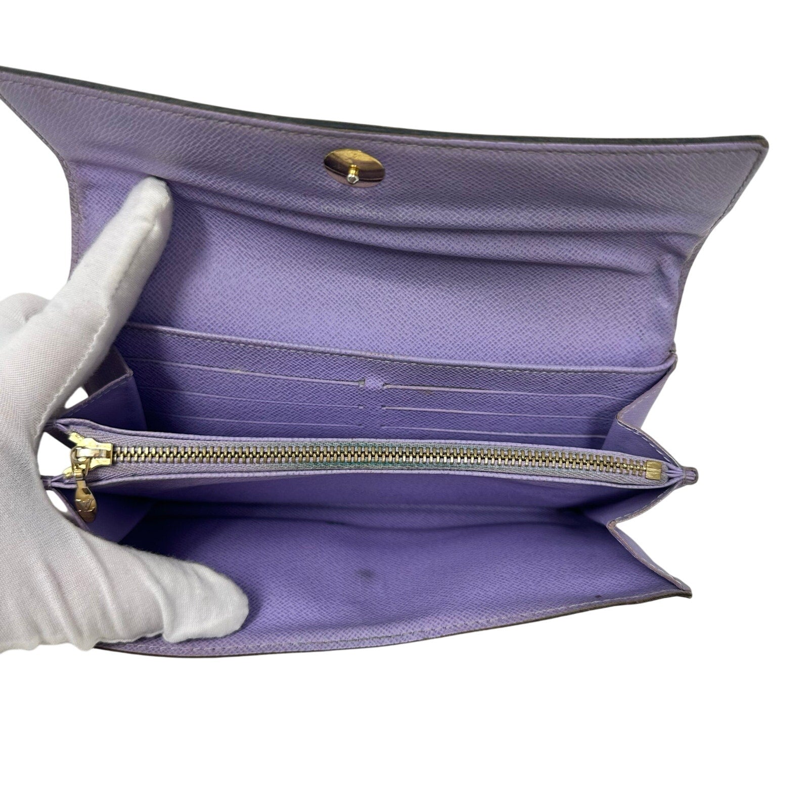 Louis Vuitton LV Black Murakami Multicolor Monogram Long Sarah Wallet Purple Interior