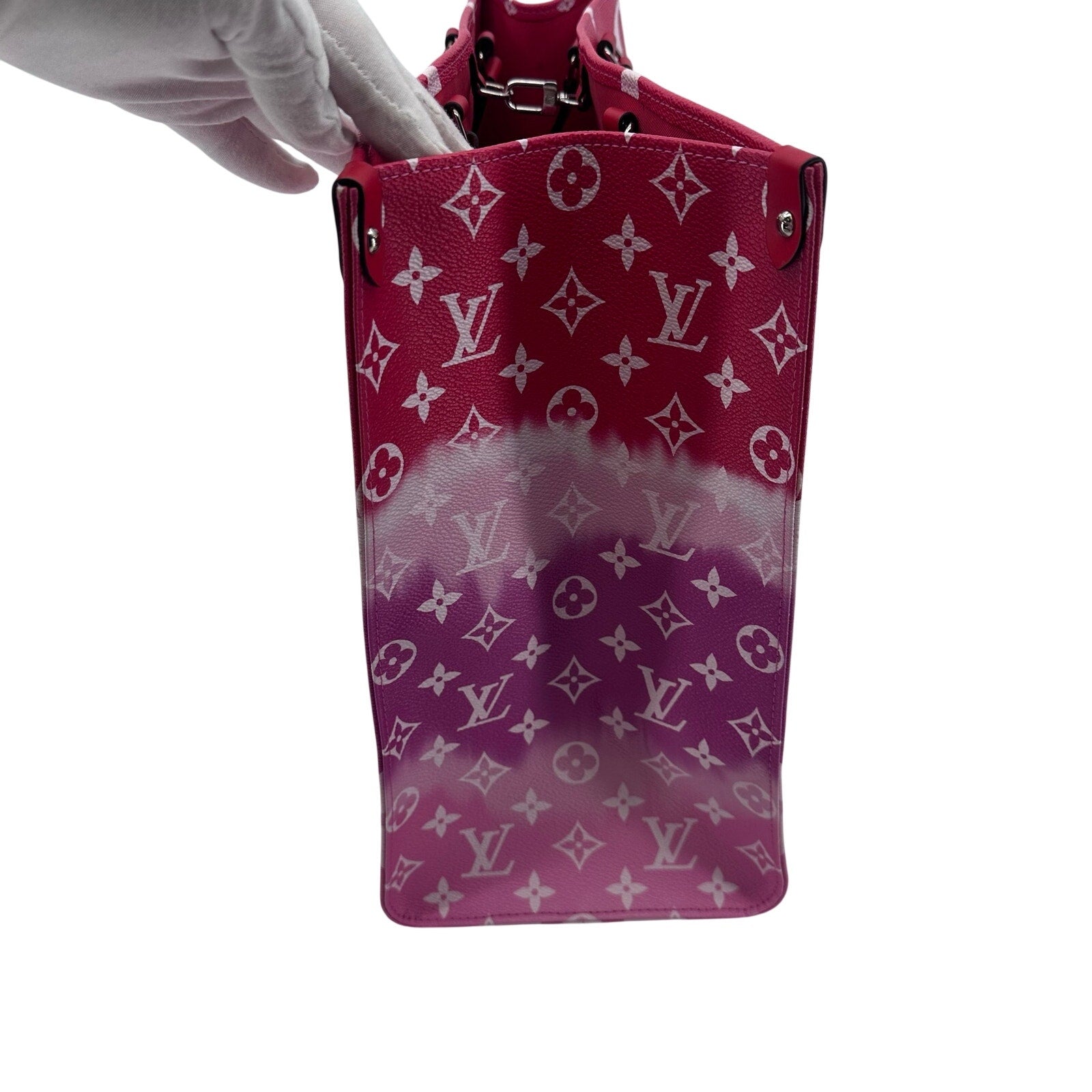 Louis Vuitton LV Monogram Escale Onthego GM Rouge Red Pink Tote Bag Full Set
