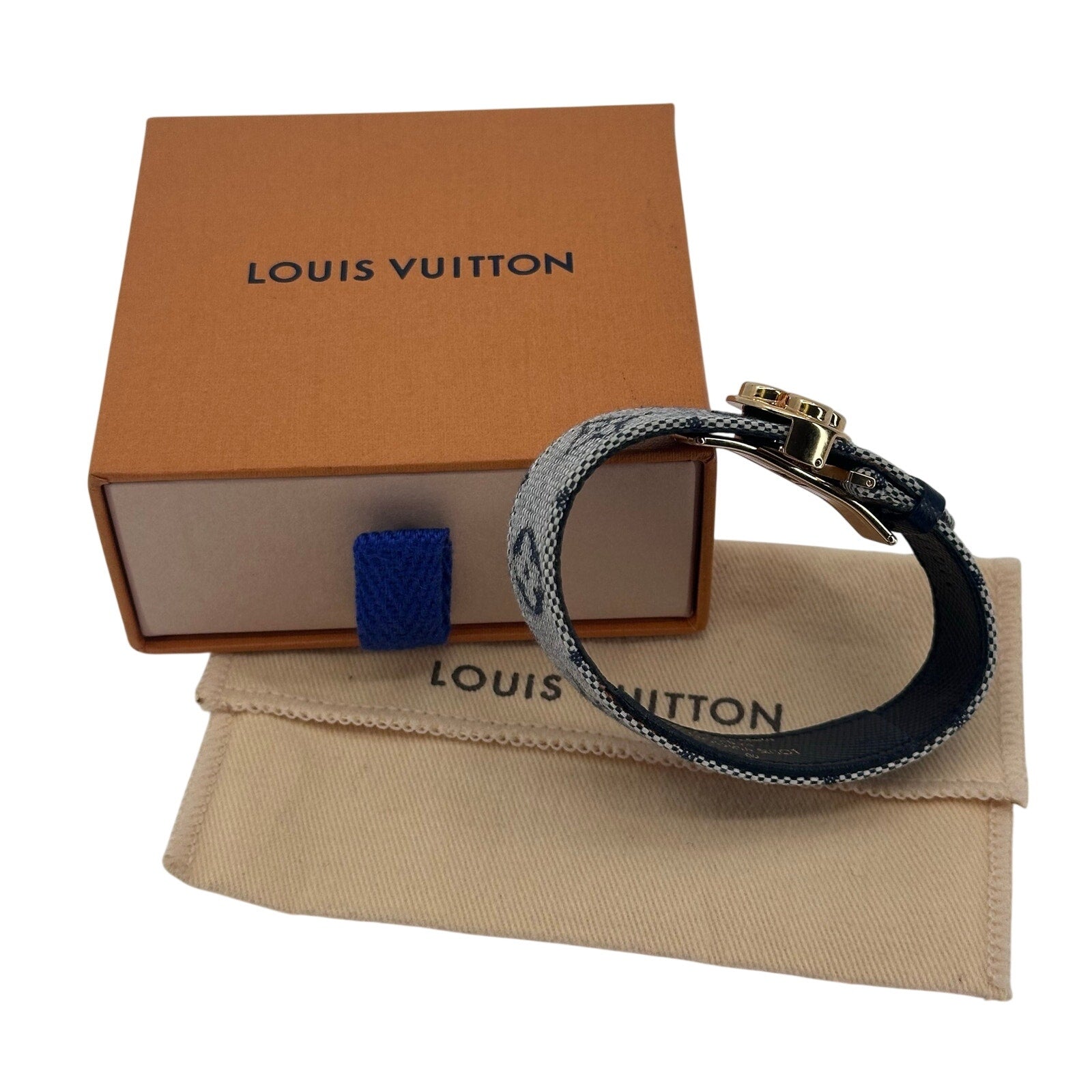 Louis Vuitton LV Mini Lin Monogram Good Luck Bracelet Navy
