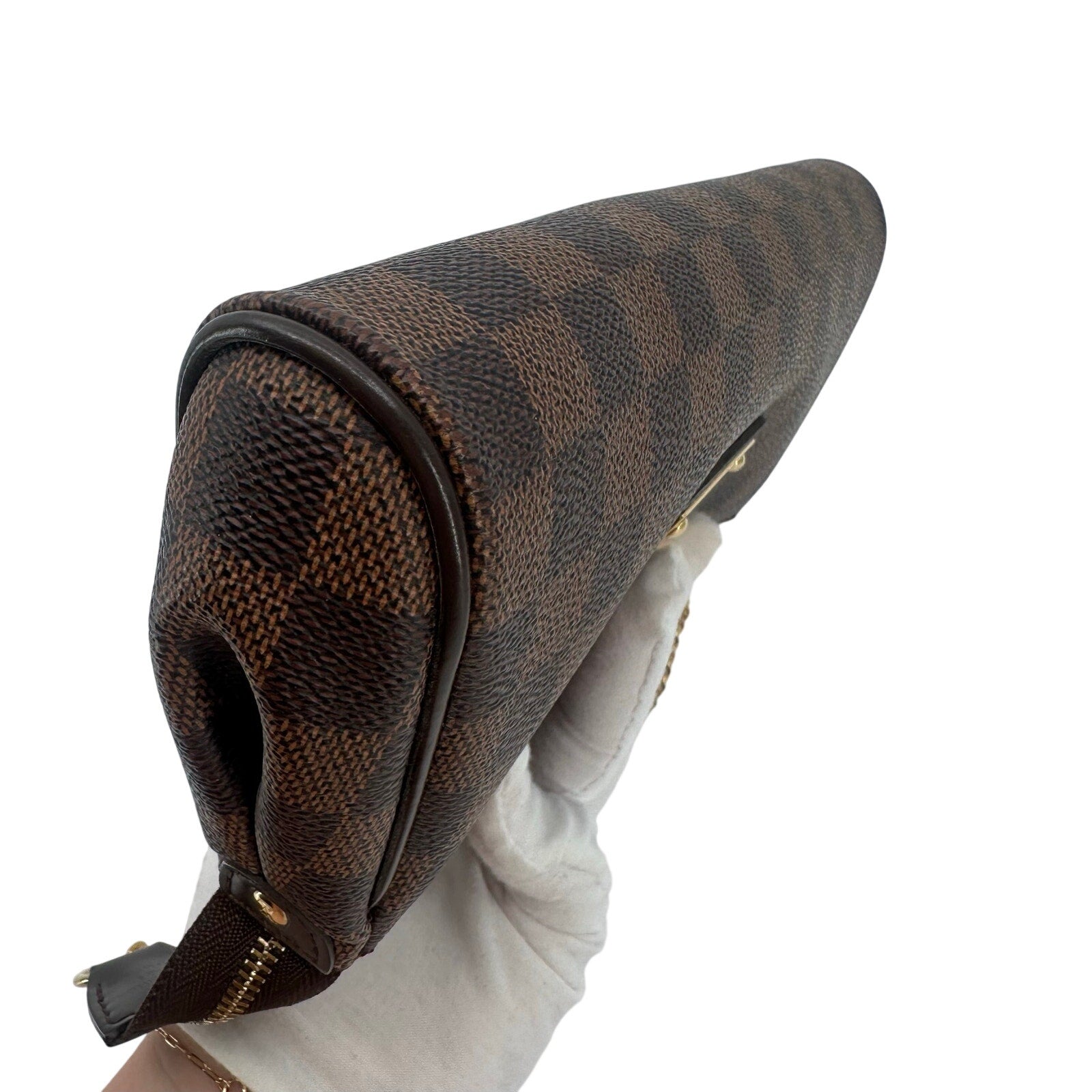Louis Vuitton LV Damier Ebene Eva Pochette Clutch Crossbody Bag Full Set
