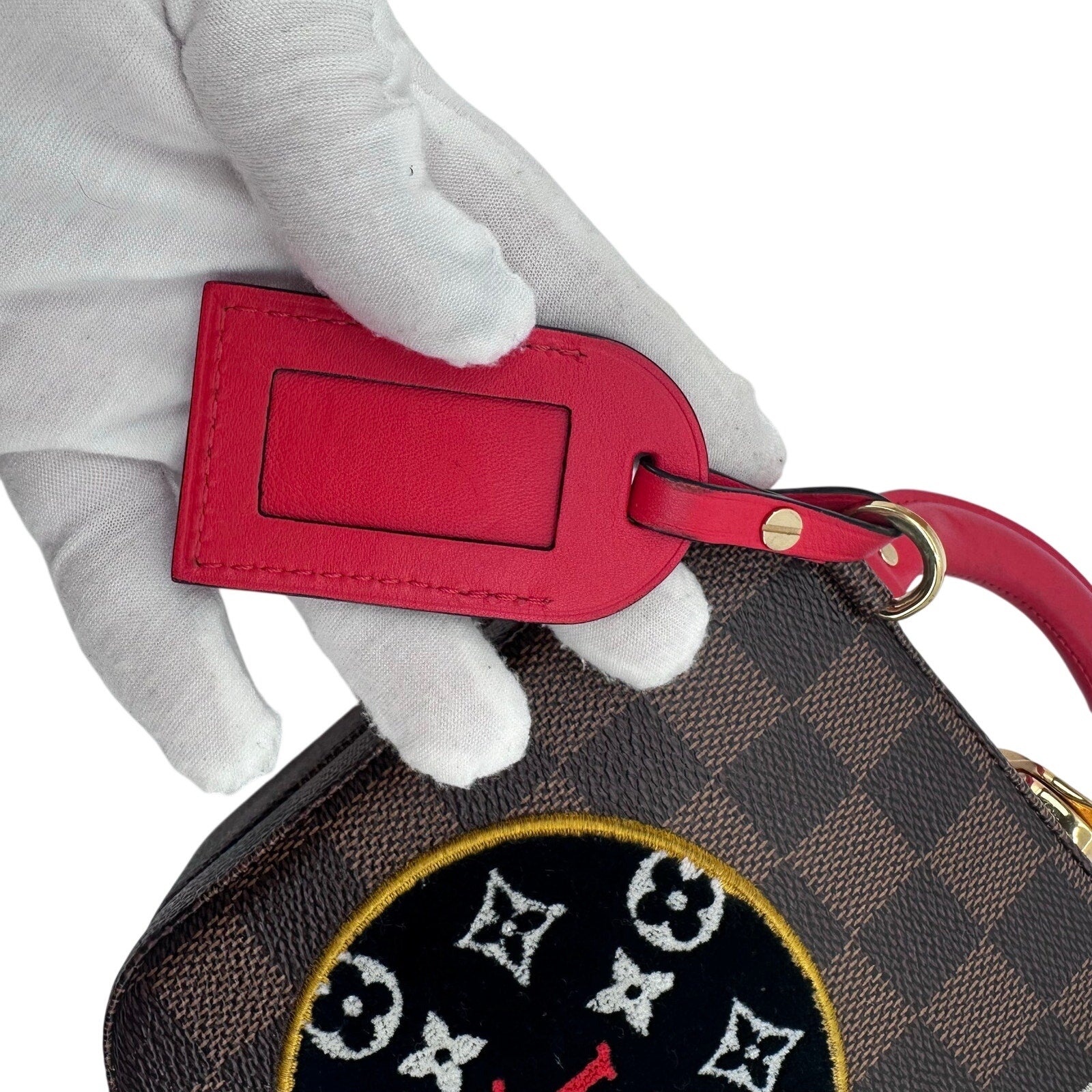Louis Vuitton LV Damier Ebene Stories Box Trunk Crossbody Bag With Patches Full Set